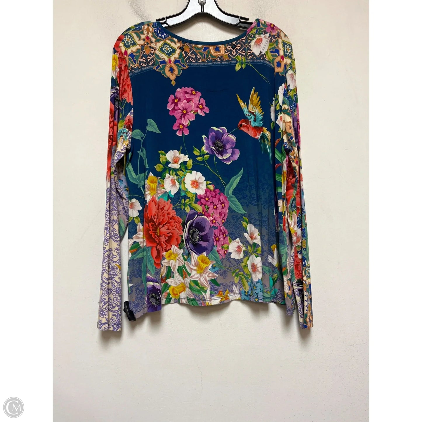 Top Long Sleeve By Johnny Was In Floral Print, Size: L