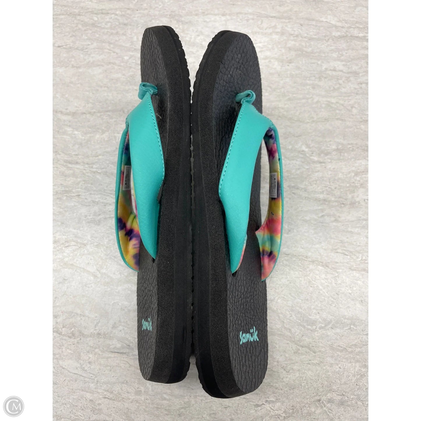 Sandals Flip Flops By Sanuk In Aqua, Size: 8