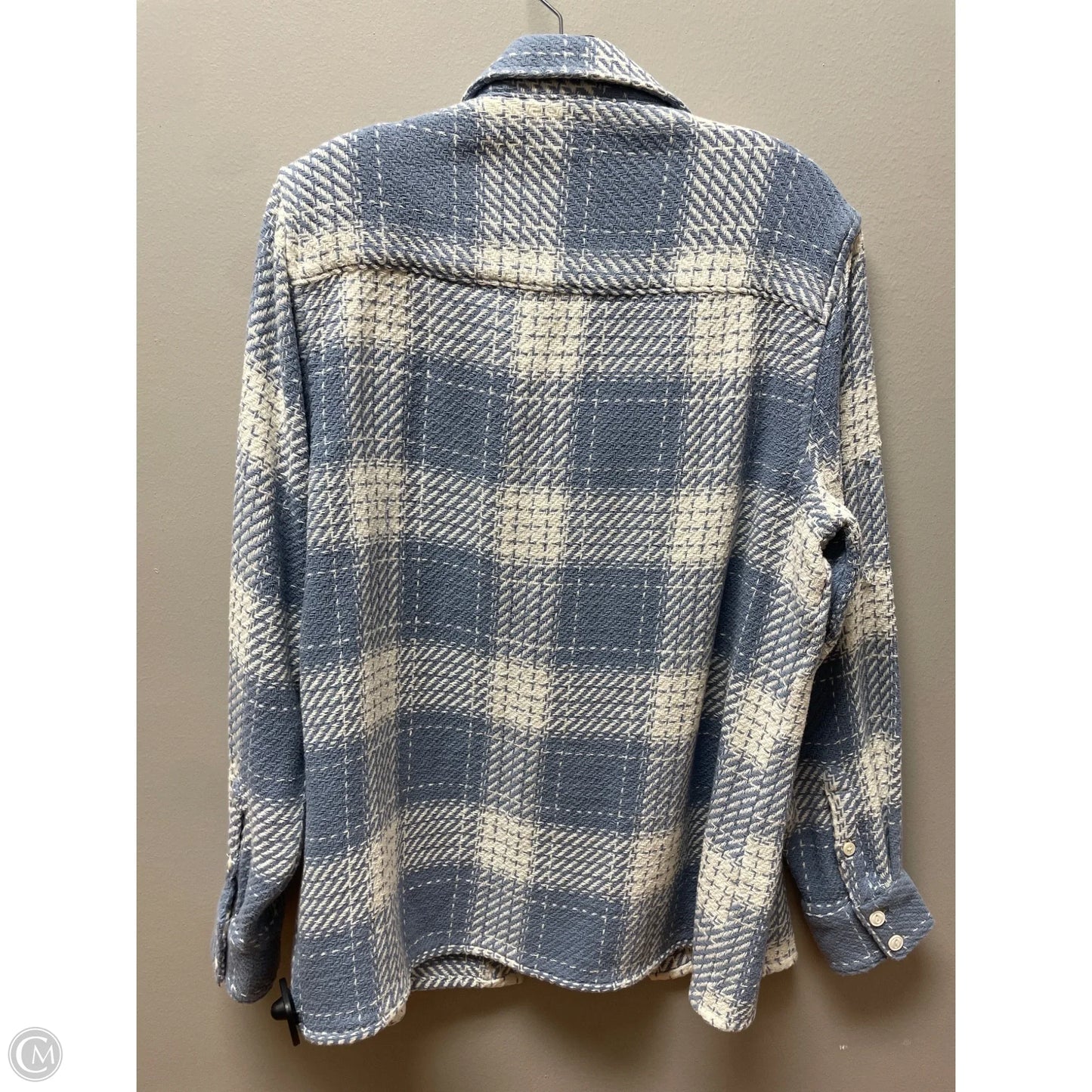 Jacket Shirt By Wrangler In Blue & Cream, Size: S