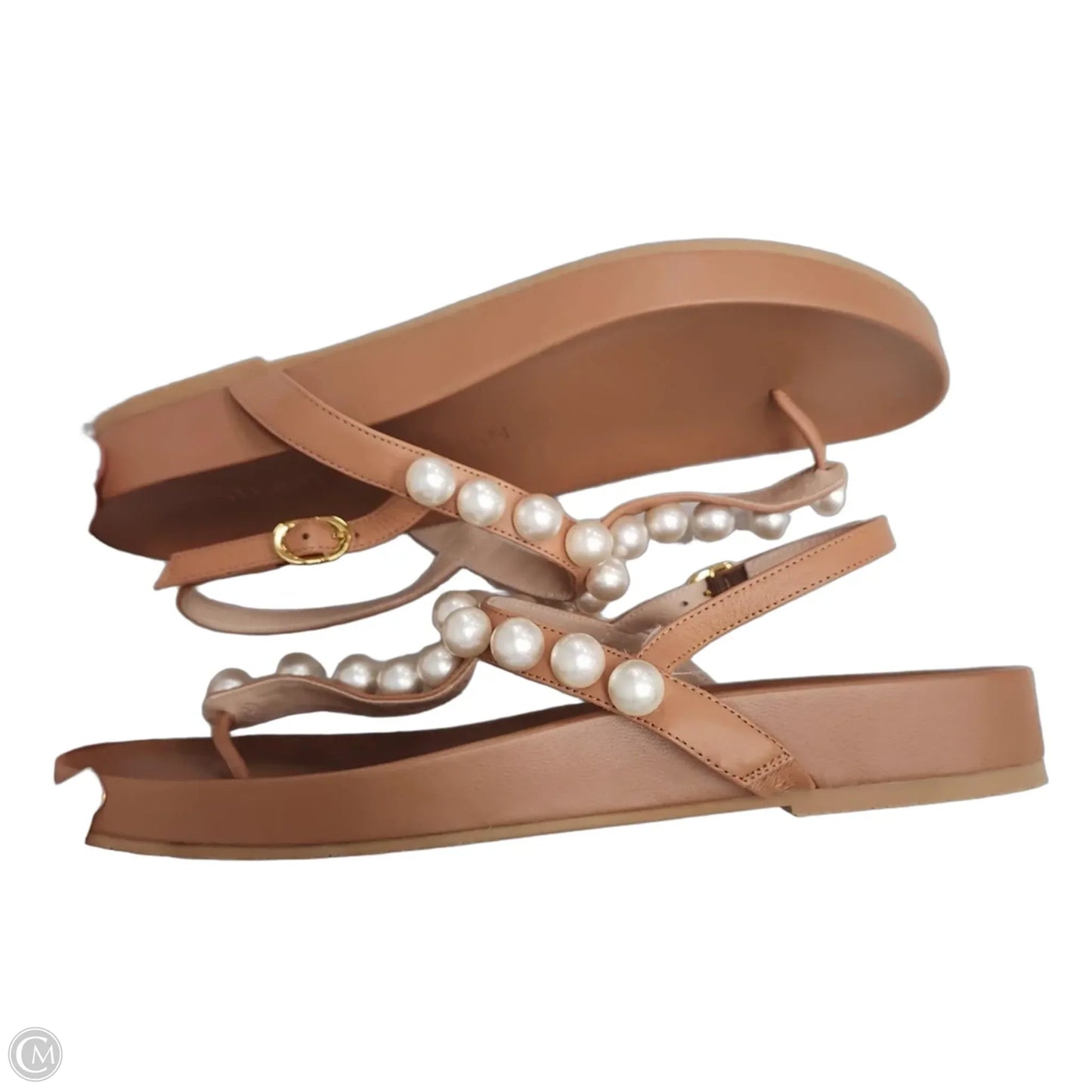 Sandals Designer By Stuart Weitzman In Tan & White, Size: 8.5
