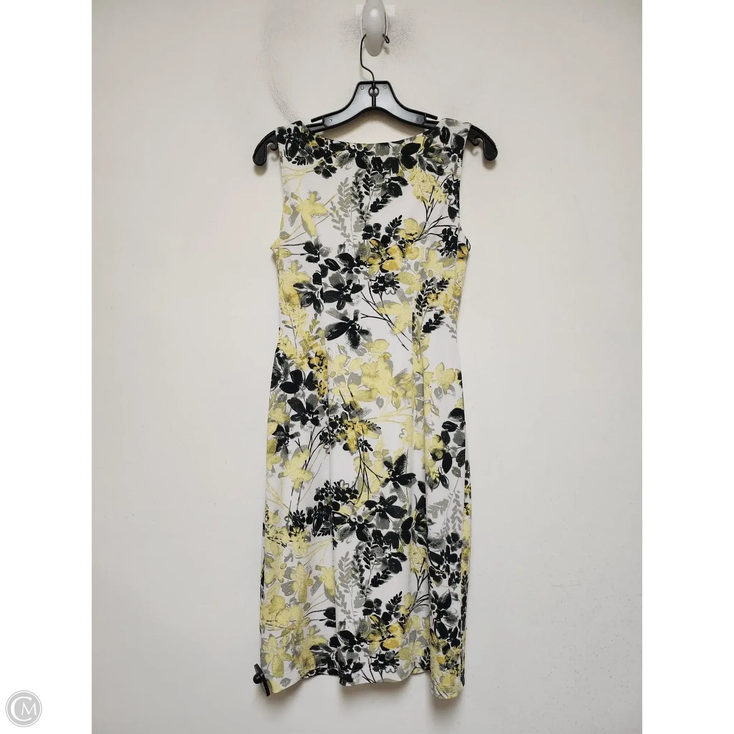 Dress Casual Midi By Ann Taylor In White & Yellow, Size: Xs