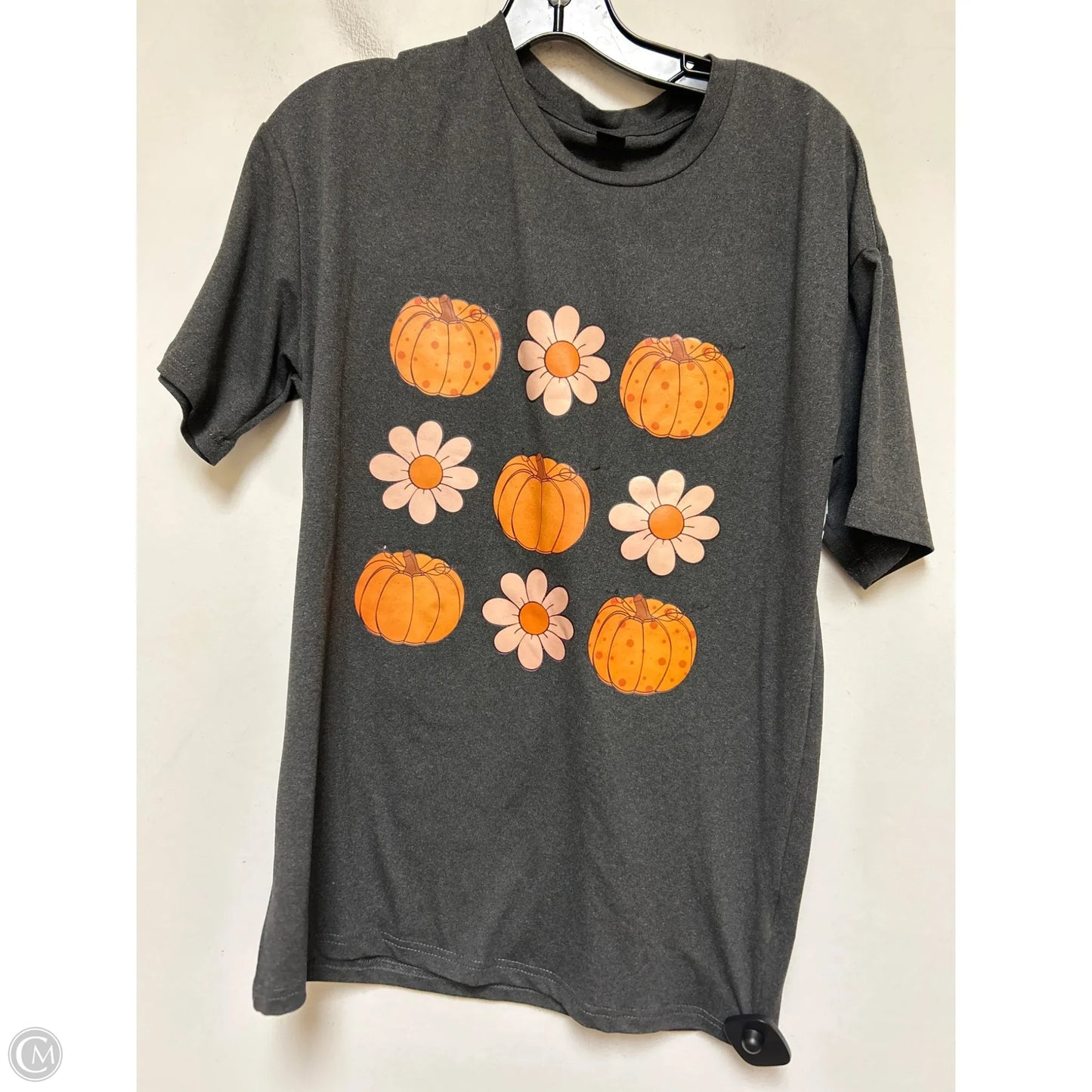 Top Short Sleeve Basic By Shein In Grey & Orange, Size: S