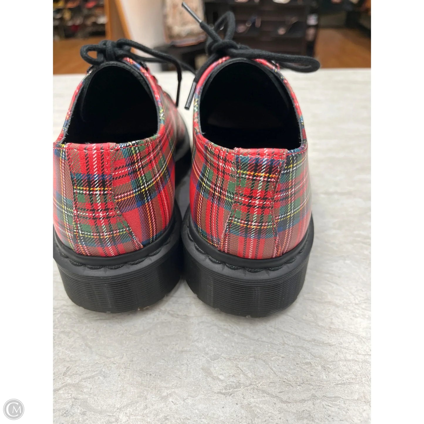 Shoes Flats By Dr Martens In Plaid Pattern, Size: 7