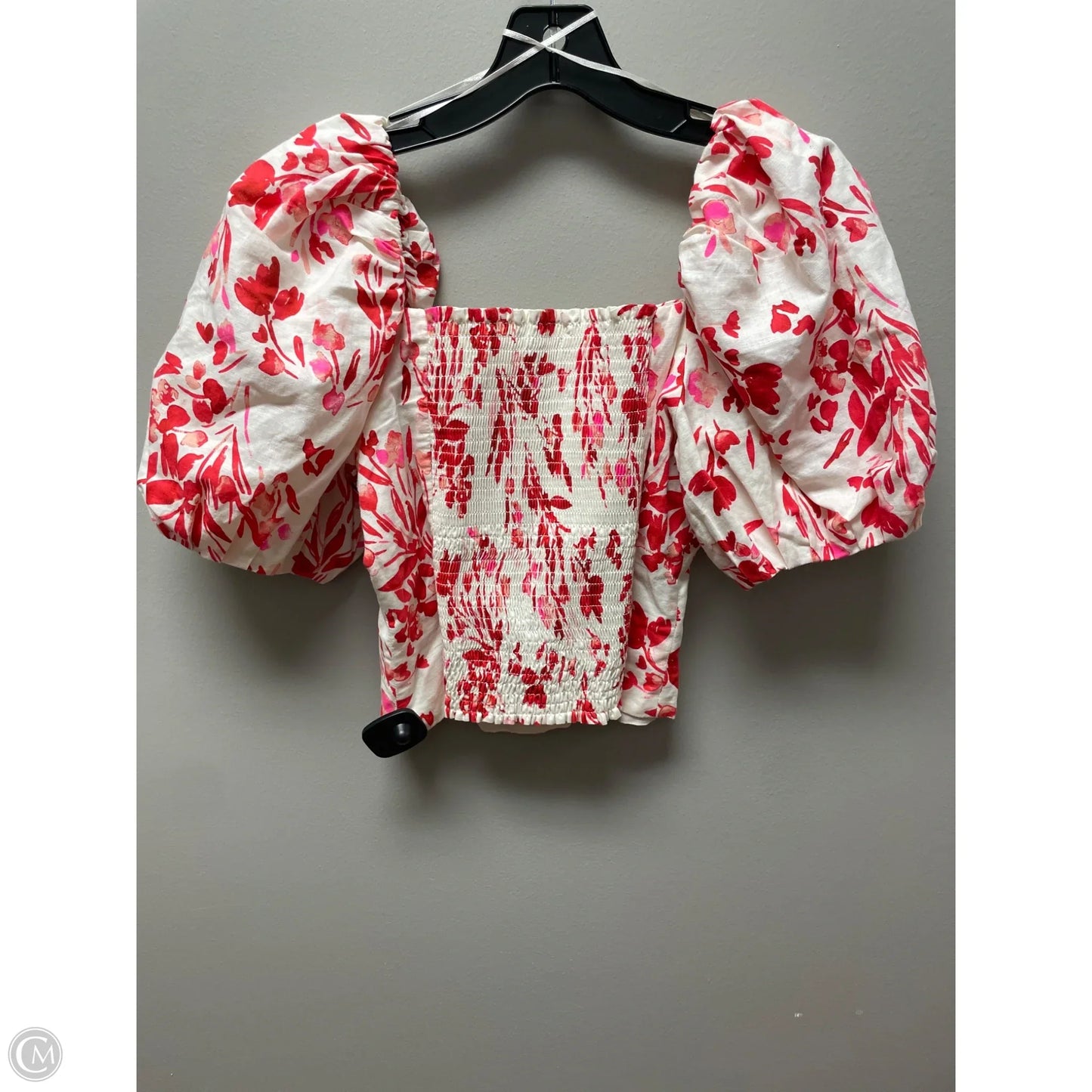 Top Short Sleeve By Banana Republic In Red & White, Size: M