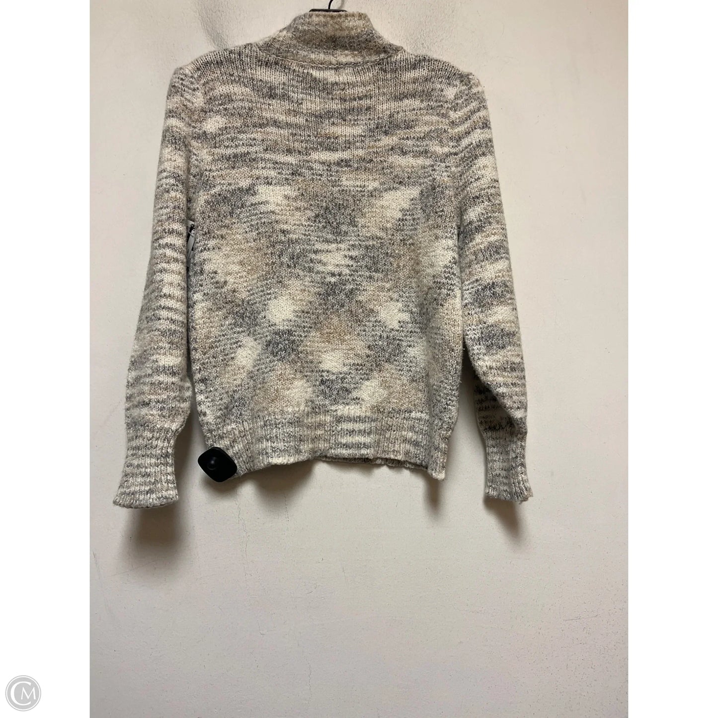 Sweater By Calvin Klein In Cream & Grey, Size: M
