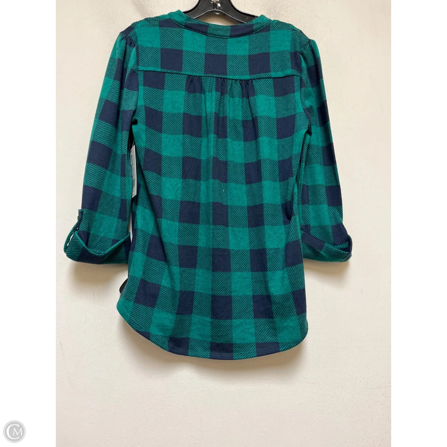 Top Long Sleeve By Kim Rogers In Plaid Pattern, Size: M