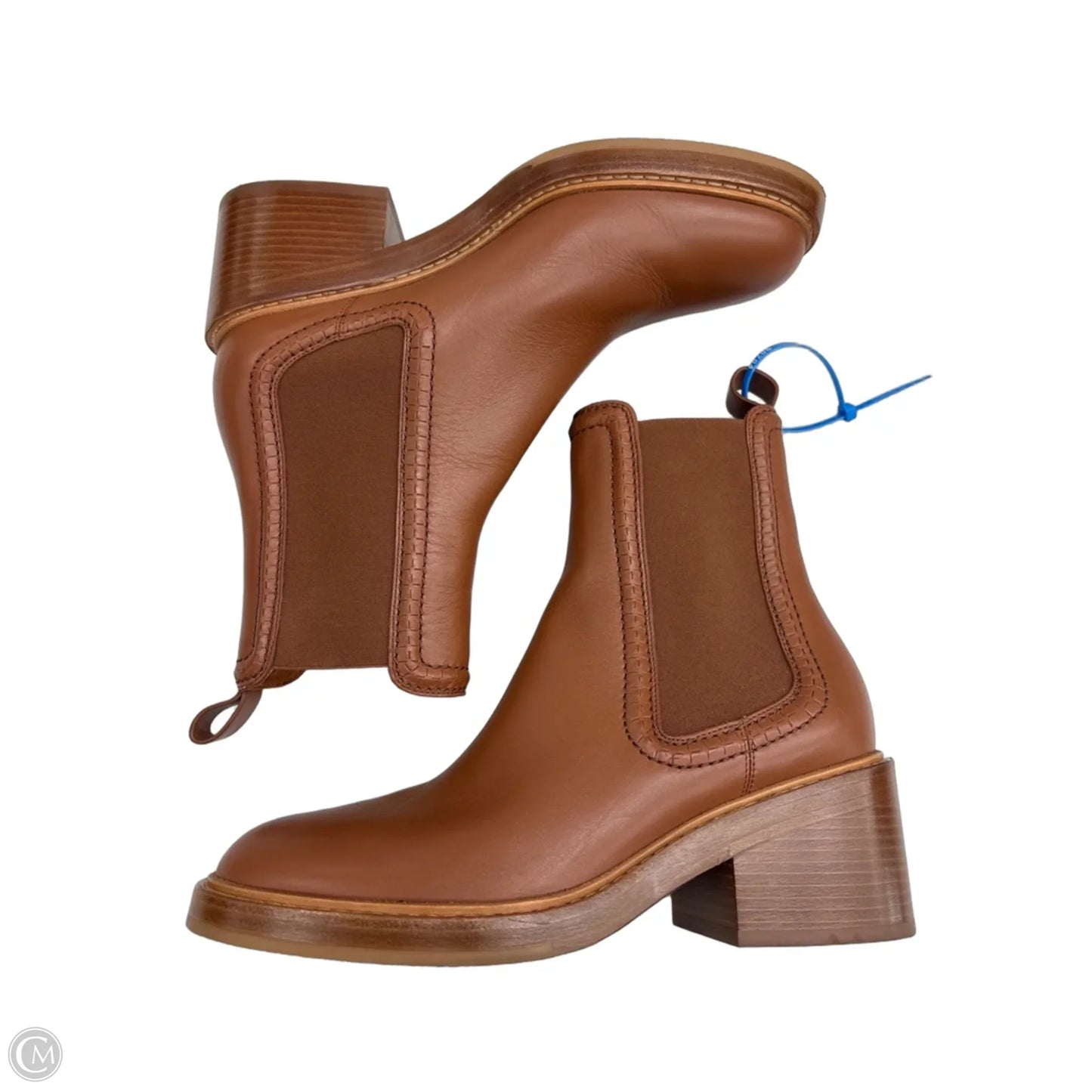 Boots Luxury Designer By Chloe In Brown, Size: 7.5