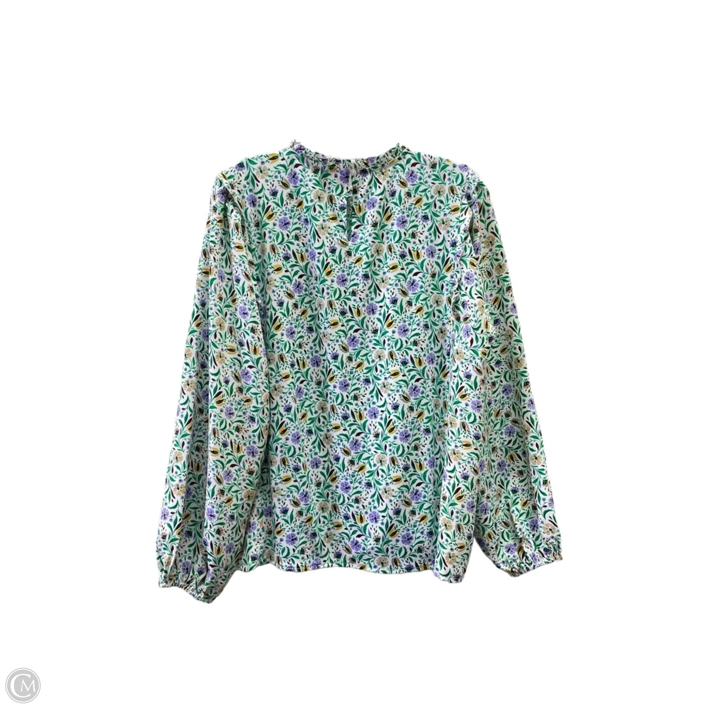 Top Long Sleeve By Ann Taylor In Green & Purple, Size: M