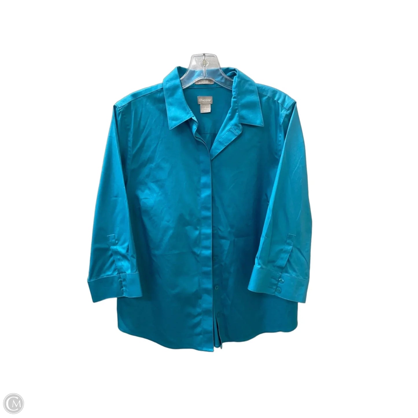 Top 3/4 Sleeve By Chicos In Teal, Size: M