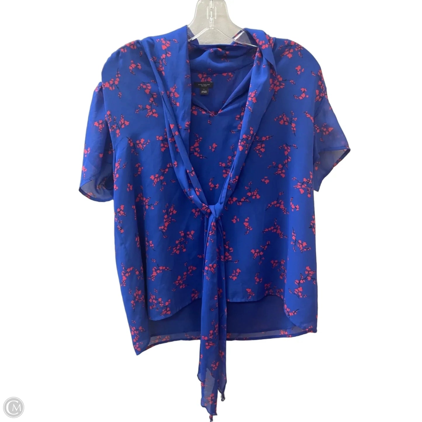 Blouse Sleeveless By Ann Taylor In Blue & Red, Size: L
