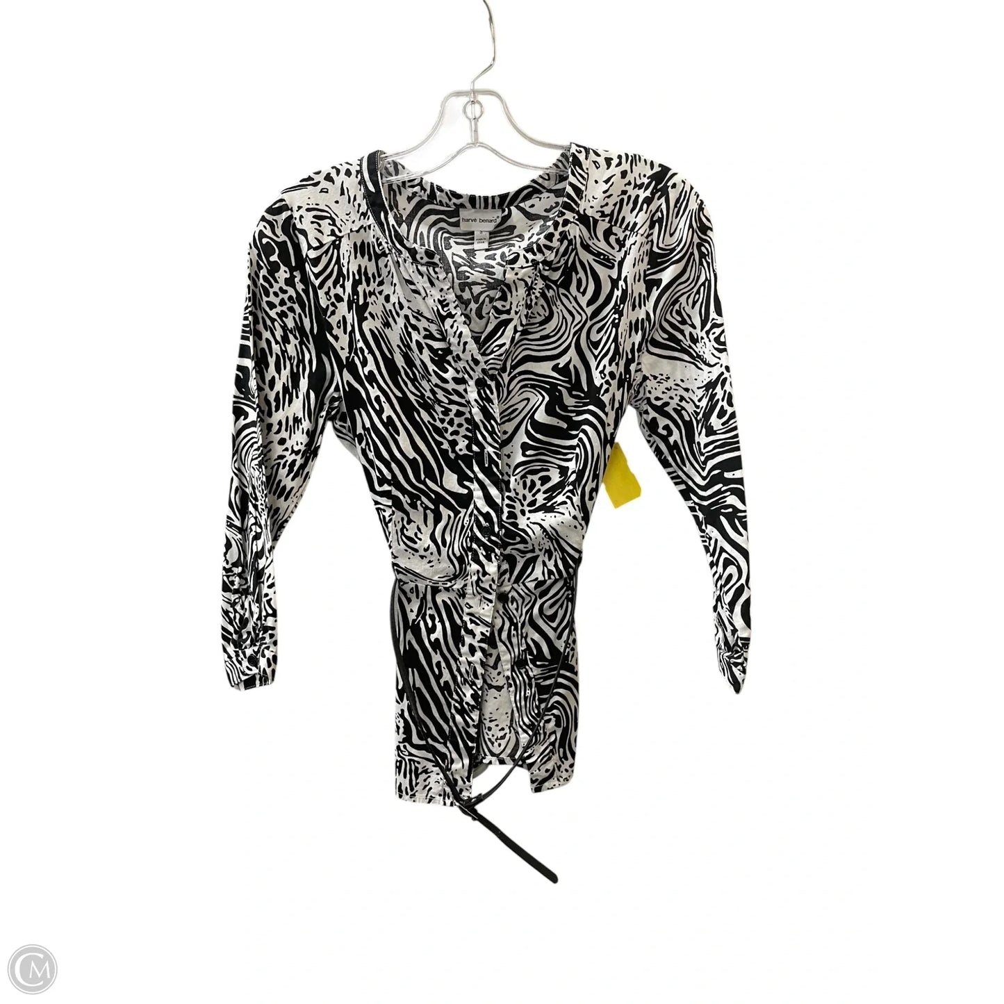Top 3/4 Sleeve By Harve Bernard In Black & White, Size: S