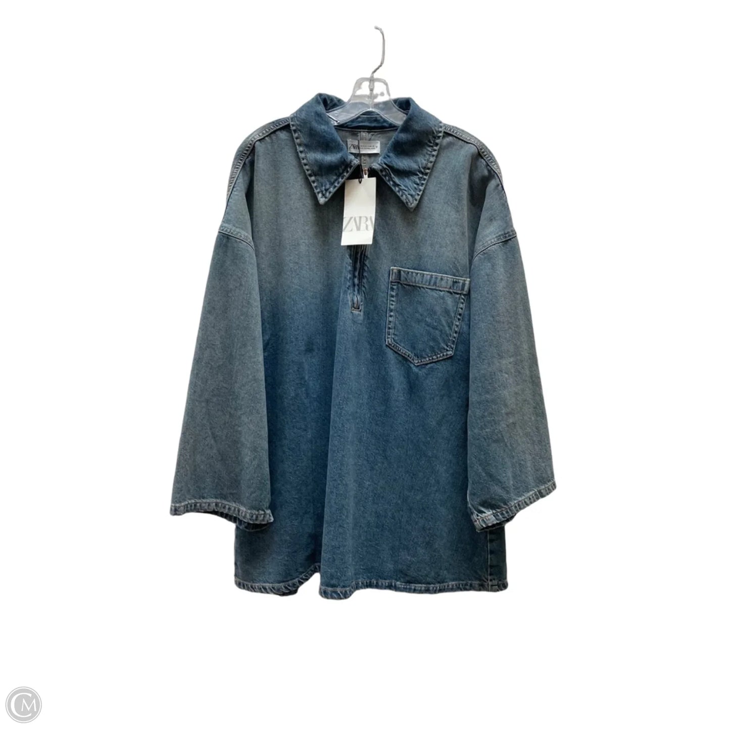 Jacket Shirt By Zara In Blue, Size: S