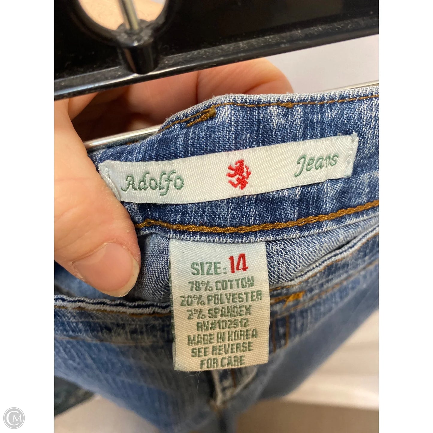 Jeans Straight By Adolfo In Blue Denim, Size: 14