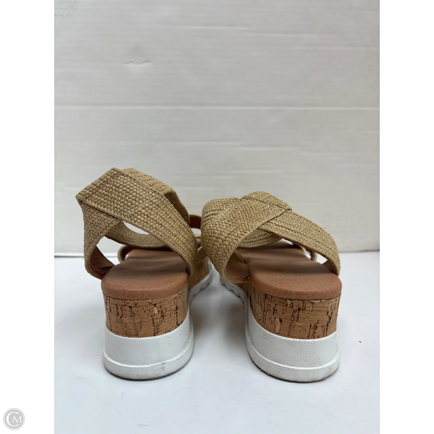 Sandals Heels Block By Top Moda In Tan, Size: 10