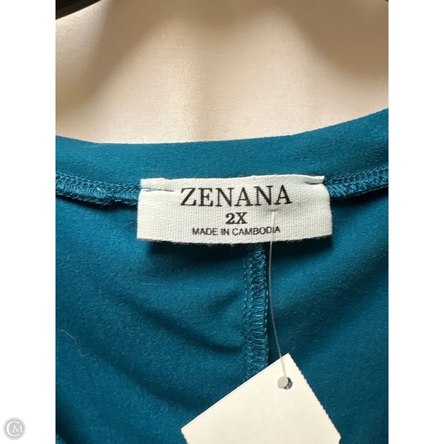 Top Short Sleeve By Zenana Outfitters In Teal, Size: 2x
