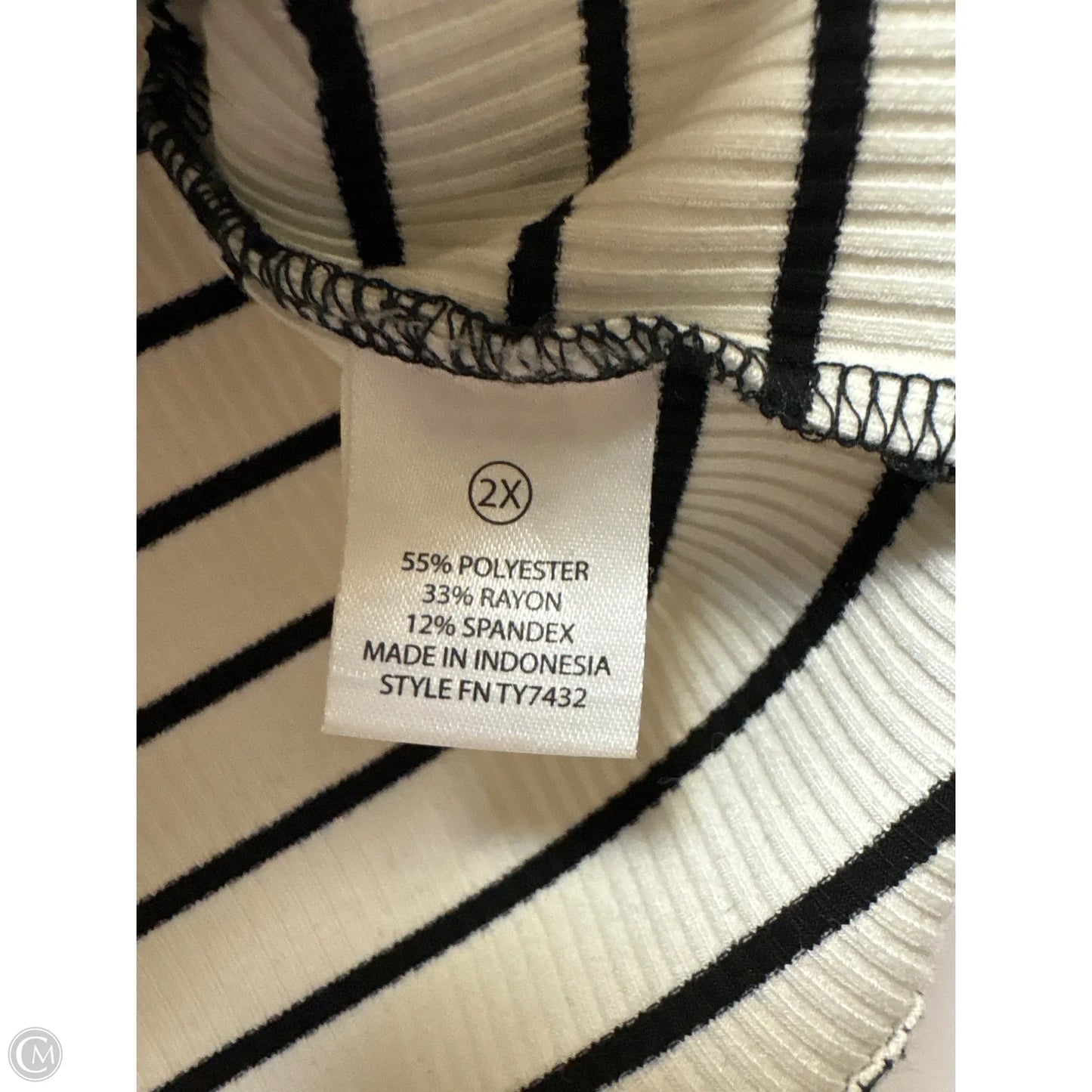 Top Short Sleeve By Fashion Nova In Black & White, Size: 2x