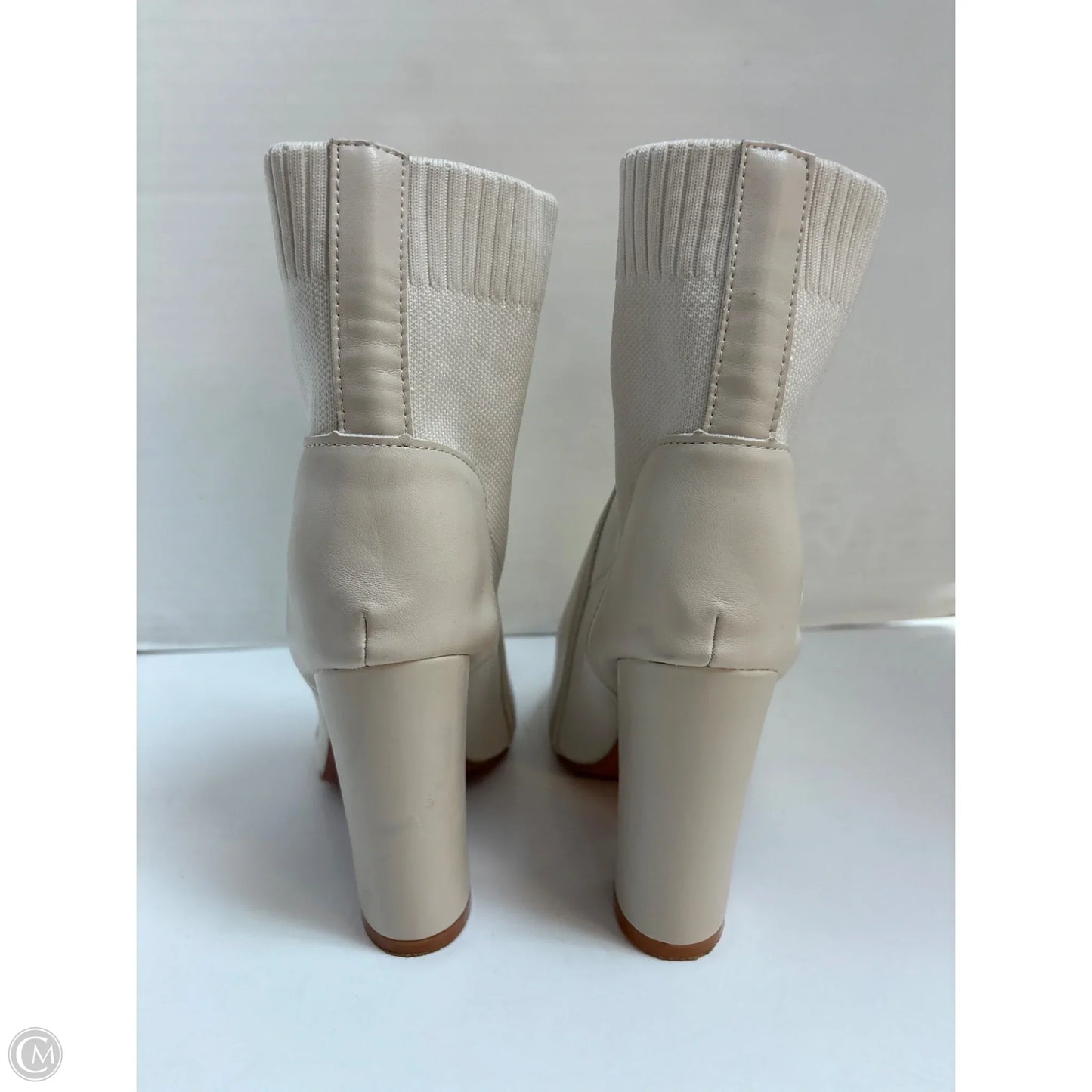 Boots Ankle Heels By Clothes Mentor In Cream, Size: 5.5