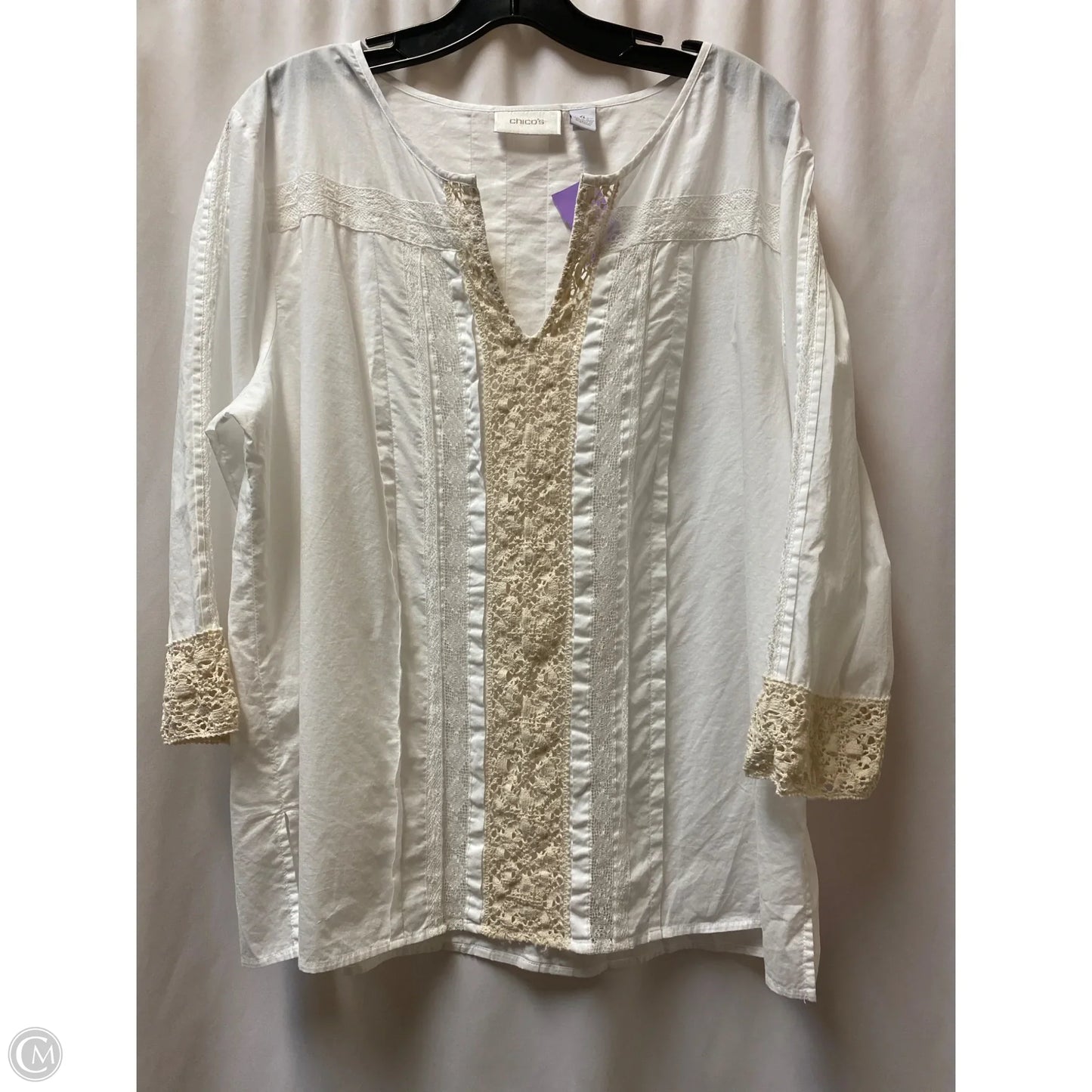 Top 3/4 Sleeve By Chicos In White, Size: Xxl