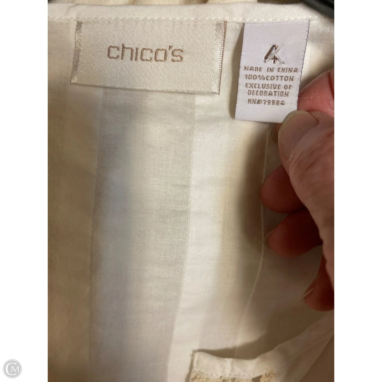 Top 3/4 Sleeve By Chicos In White, Size: Xxl