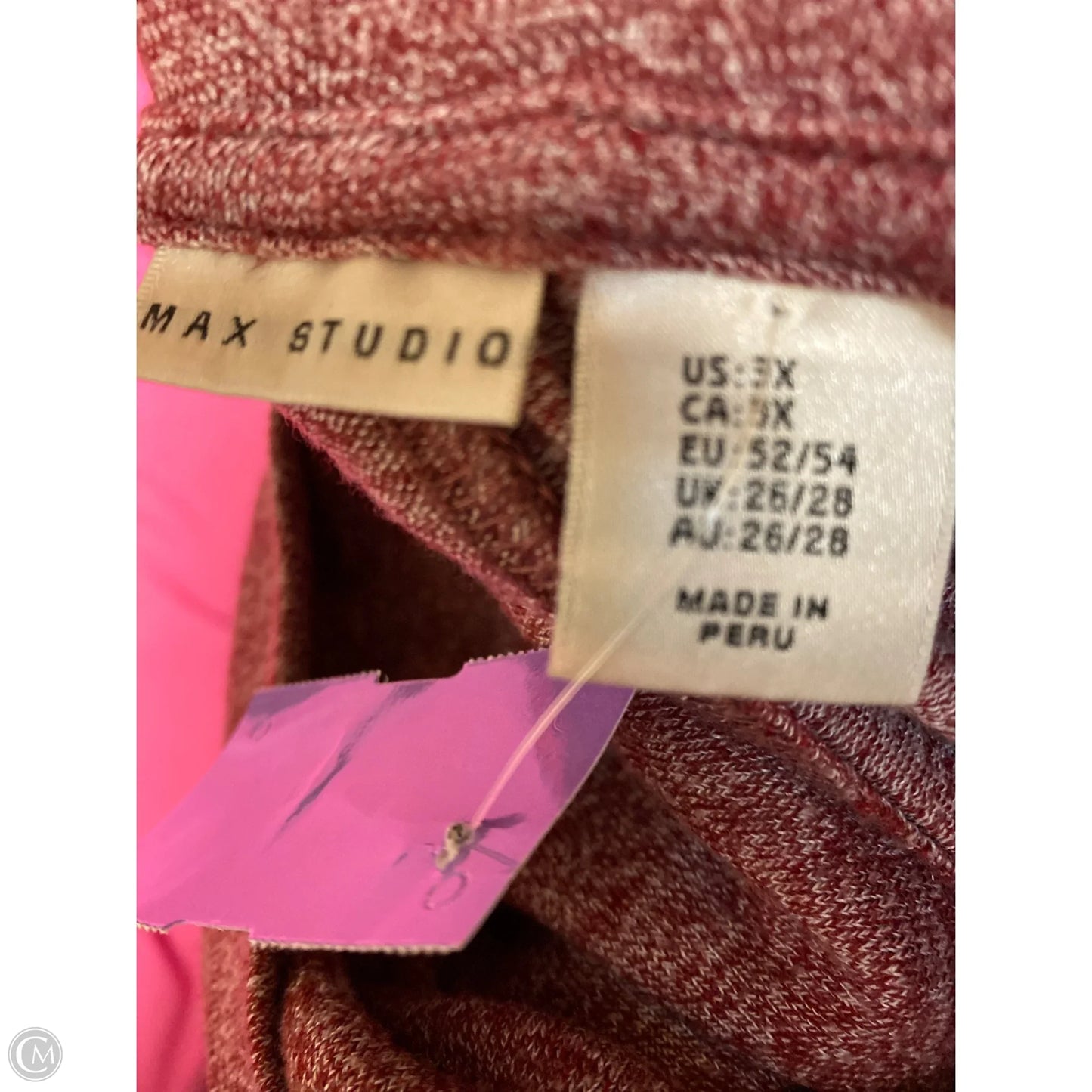 Top Long Sleeve By Max Studio In Maroon, Size: 3x