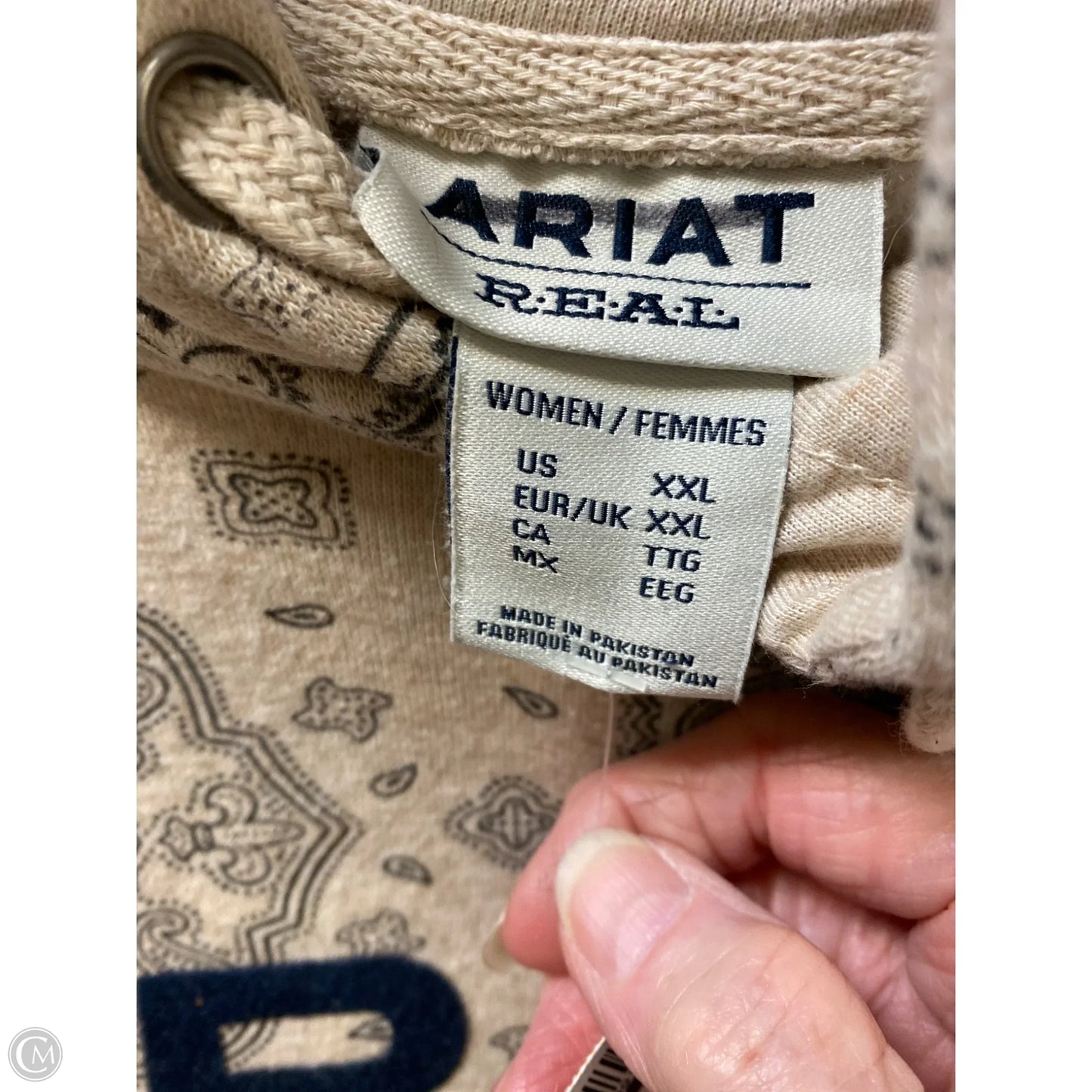 Sweatshirt Hoodie By Ariat In Tan, Size: Xxl