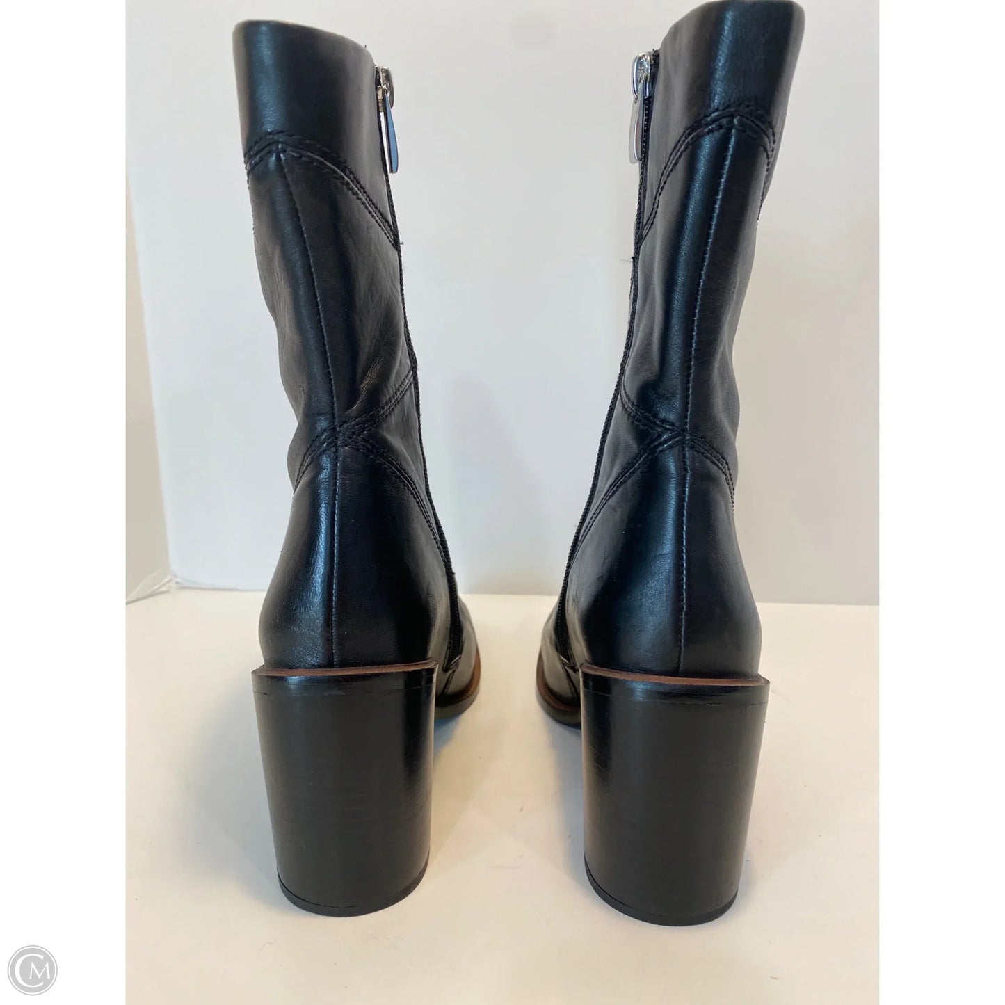 Boots Mid-calf Heels By Franco Sarto In Black, Size: 8