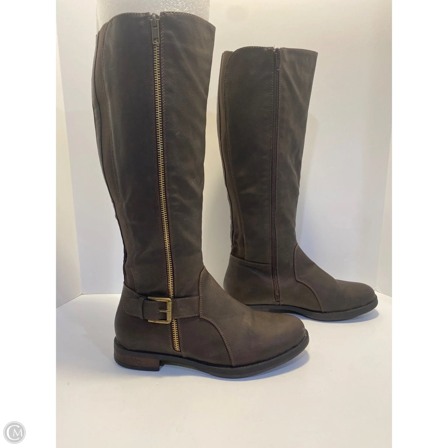 Boots Knee Flats By Clothes Mentor In Brown, Size: 9.5