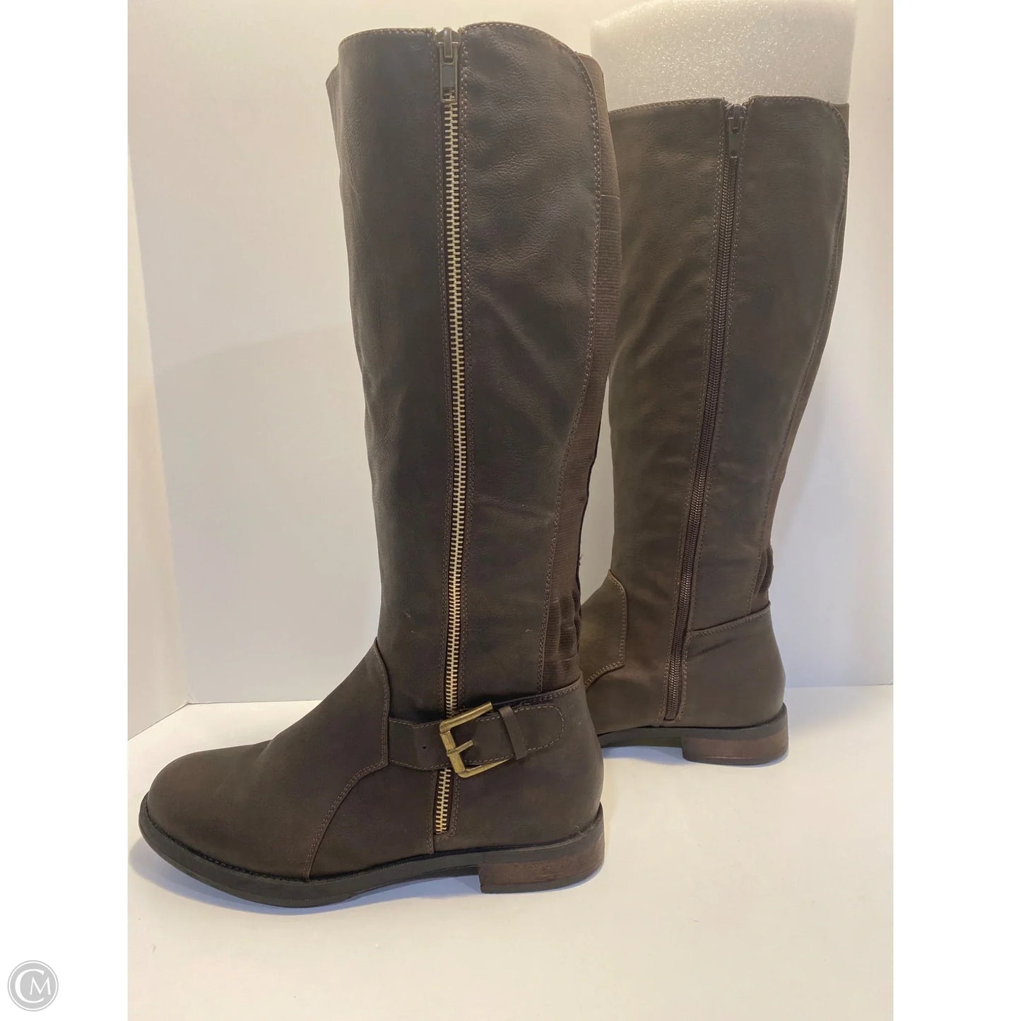 Boots Knee Flats By Clothes Mentor In Brown, Size: 9.5