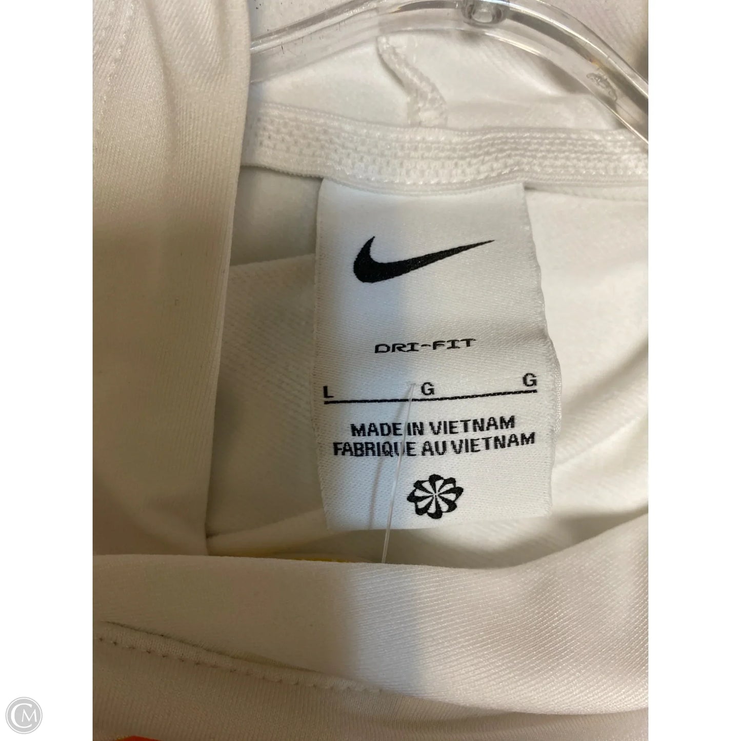 Athletic Top Long Sleeve Hoodie By Nike In White, Size: L