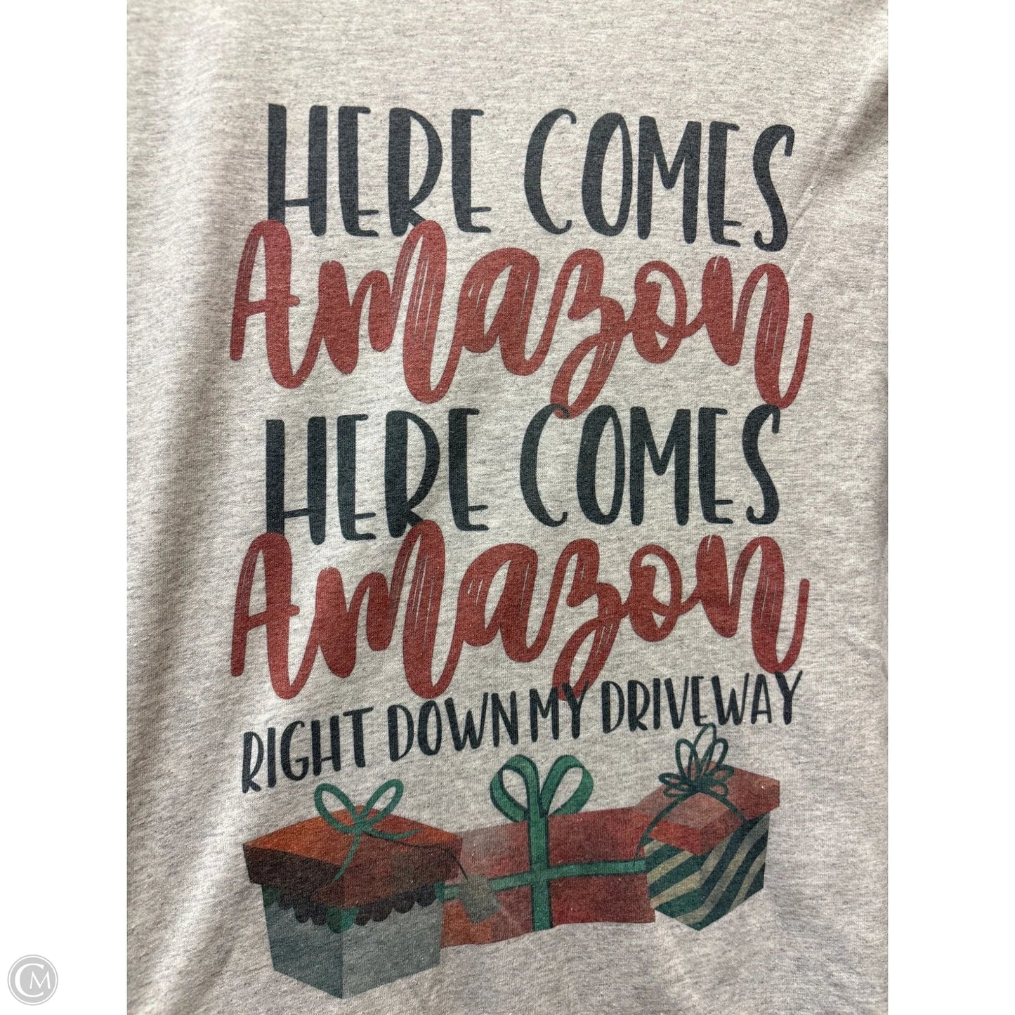 Top Long Sleeve By Gildan In Grey, Size: M