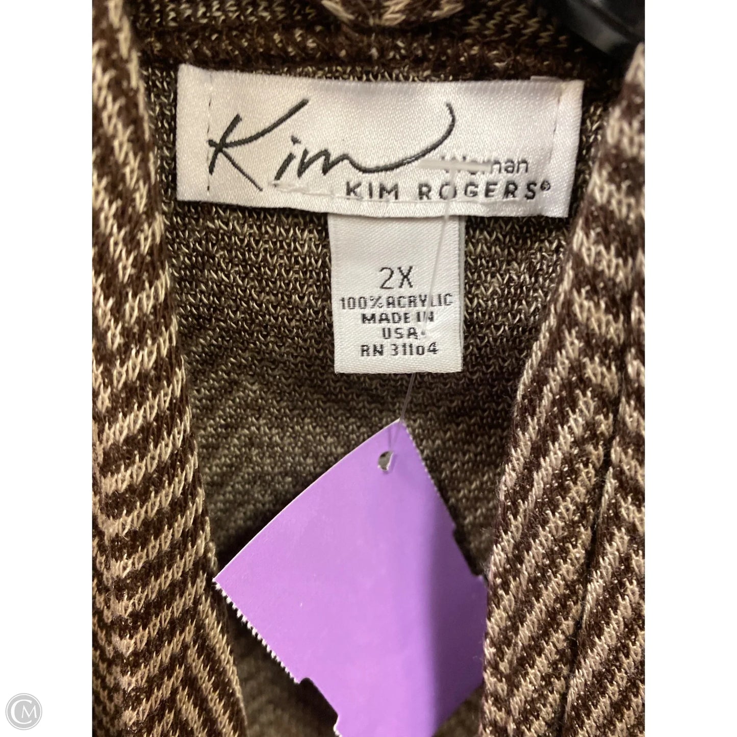 Cardigan By Kim Rogers In Brown, Size: 2x