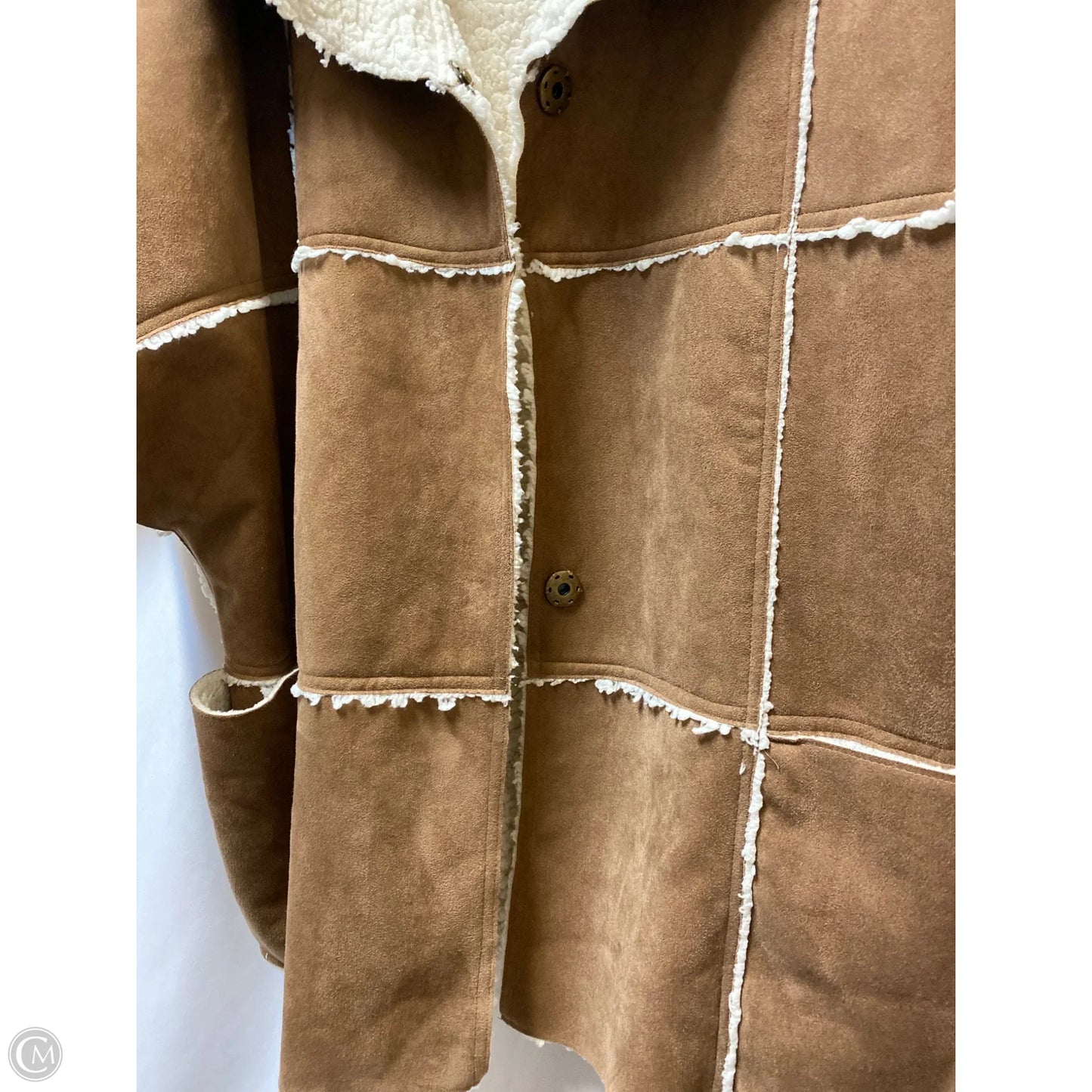 Coat Faux Fur & Sherpa By Chicos In Brown, Size: Xl