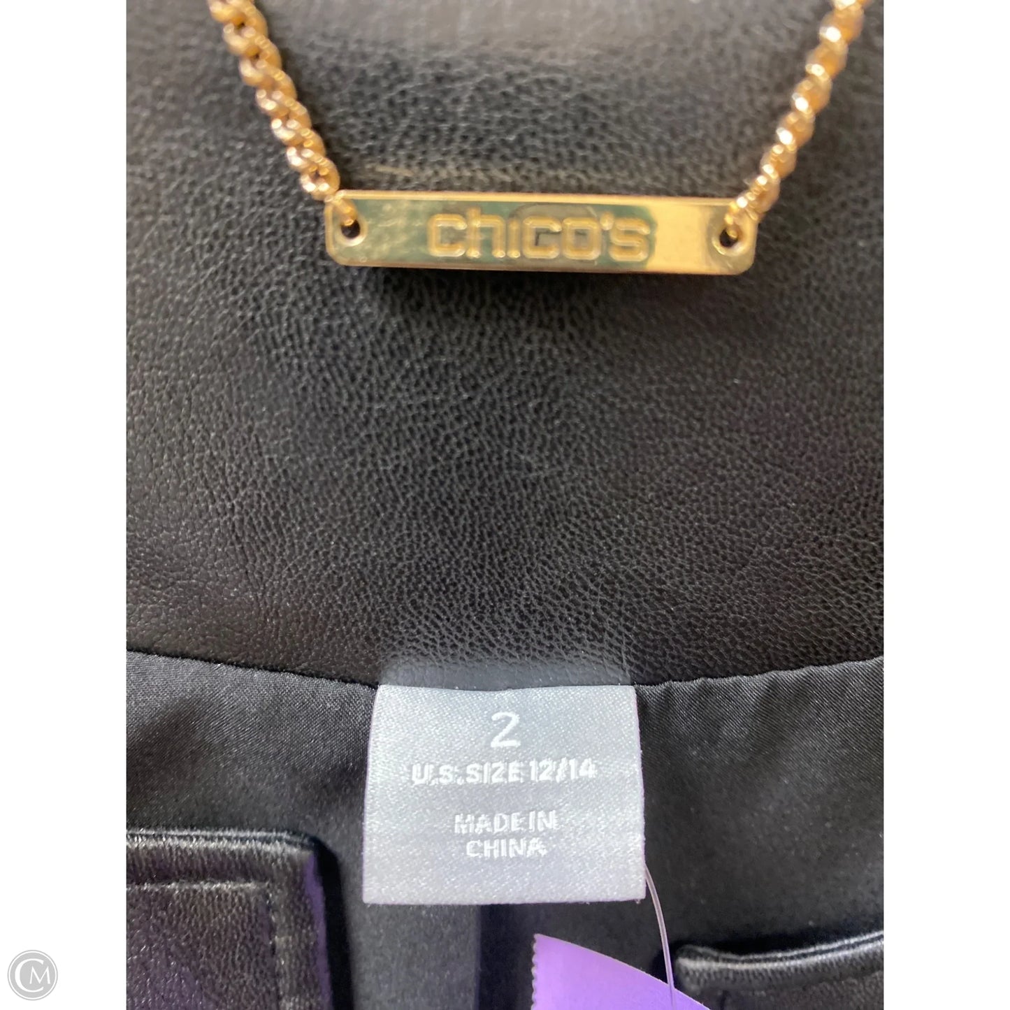 Jacket Leather By Chicos In Black, Size: Xl