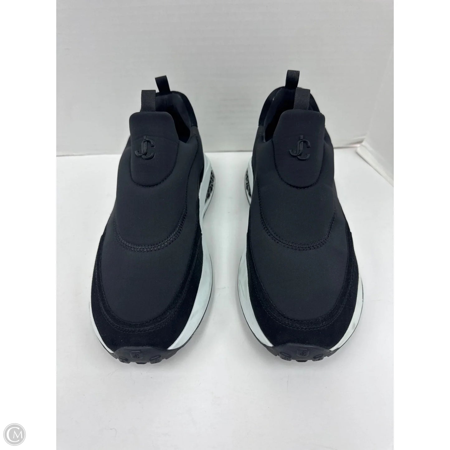 Shoes Luxury Designer By Jimmy Choo In Black White, Size: 41/ 10.5