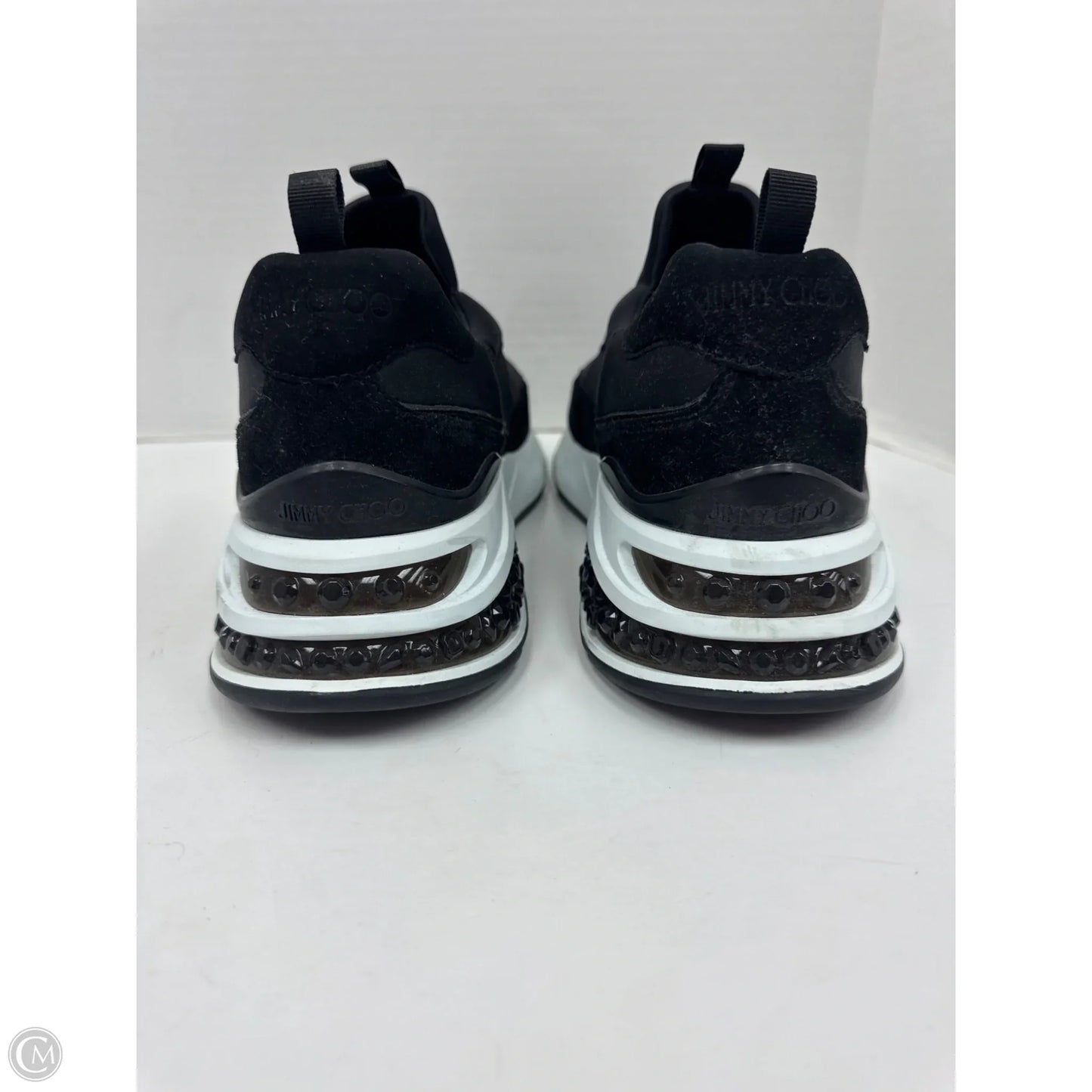 Shoes Luxury Designer By Jimmy Choo In Black White, Size: 41/ 10.5