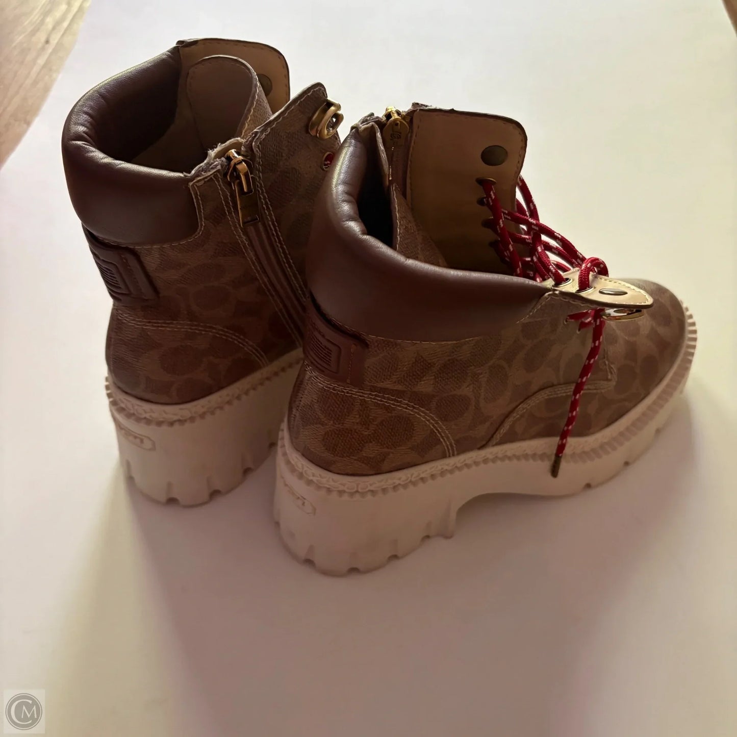 Boots Designer By Coach In Brown, Size: 9.5