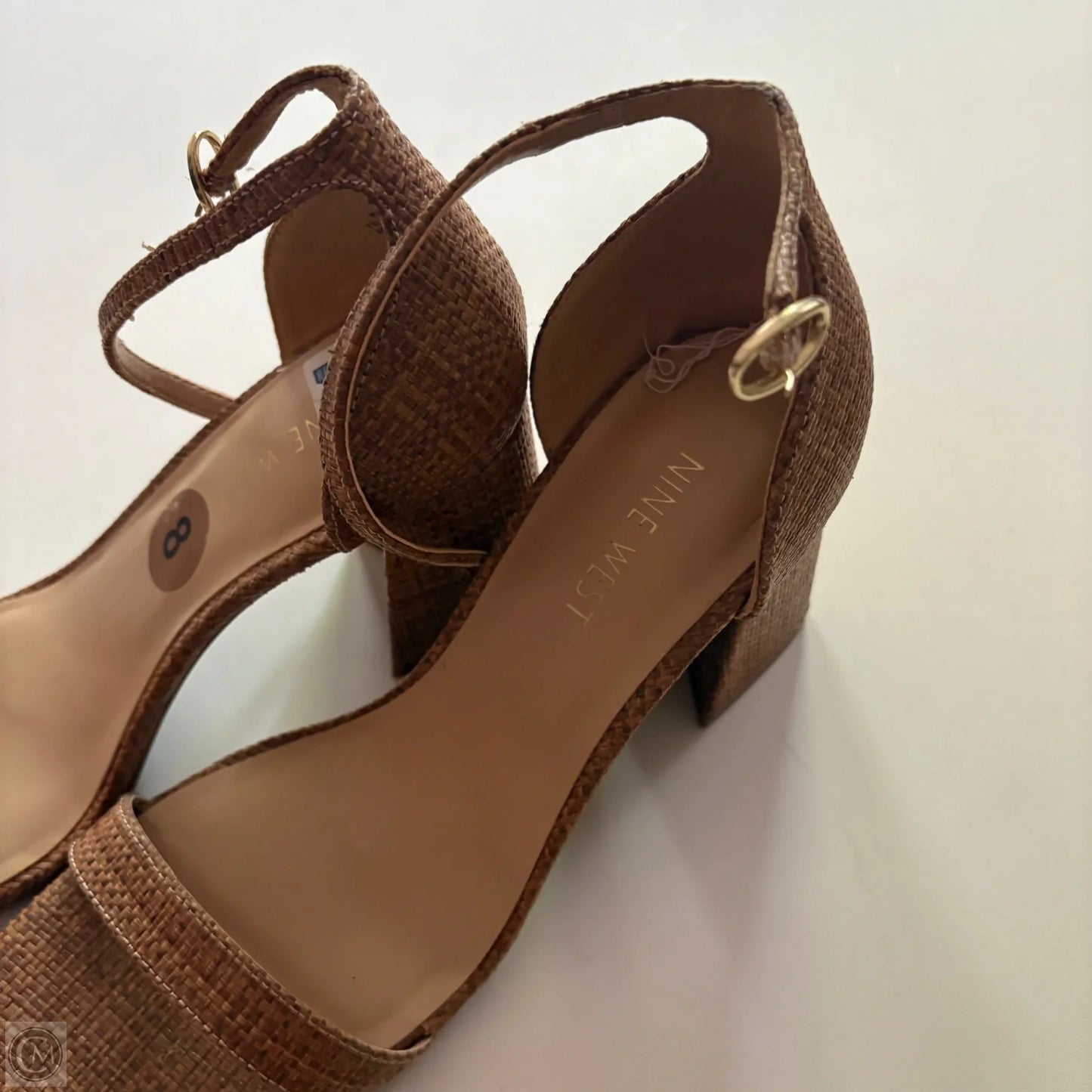 Sandals Heels Block By Nine West In Brown, Size: 8