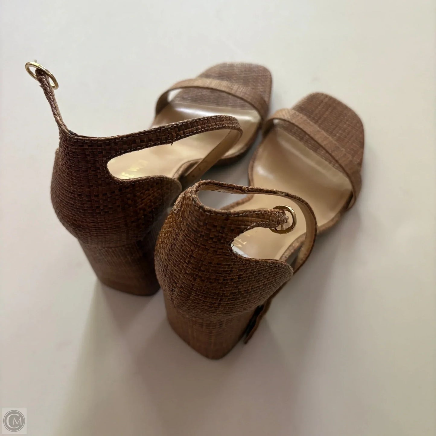Sandals Heels Block By Nine West In Brown, Size: 8