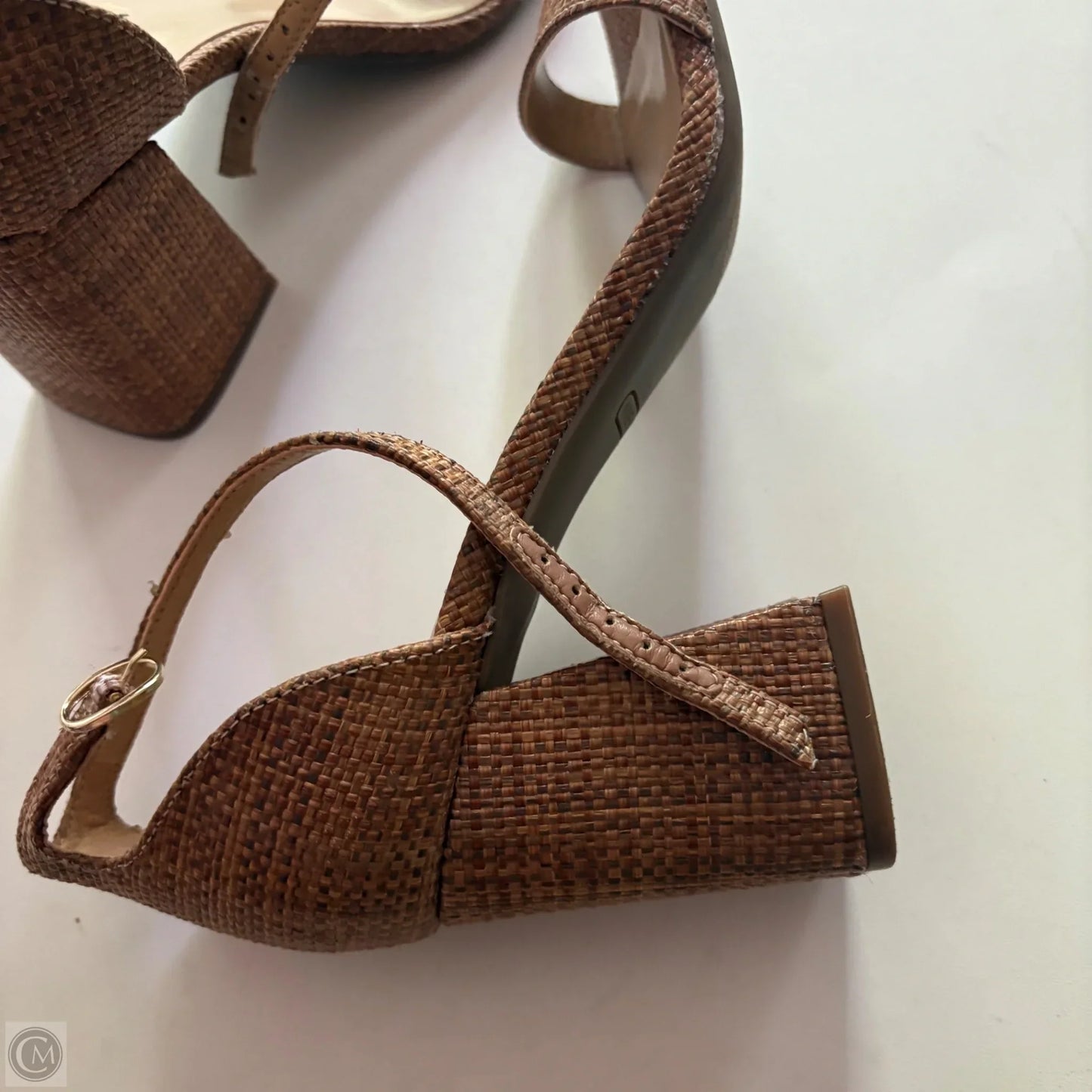 Sandals Heels Block By Nine West In Brown, Size: 8