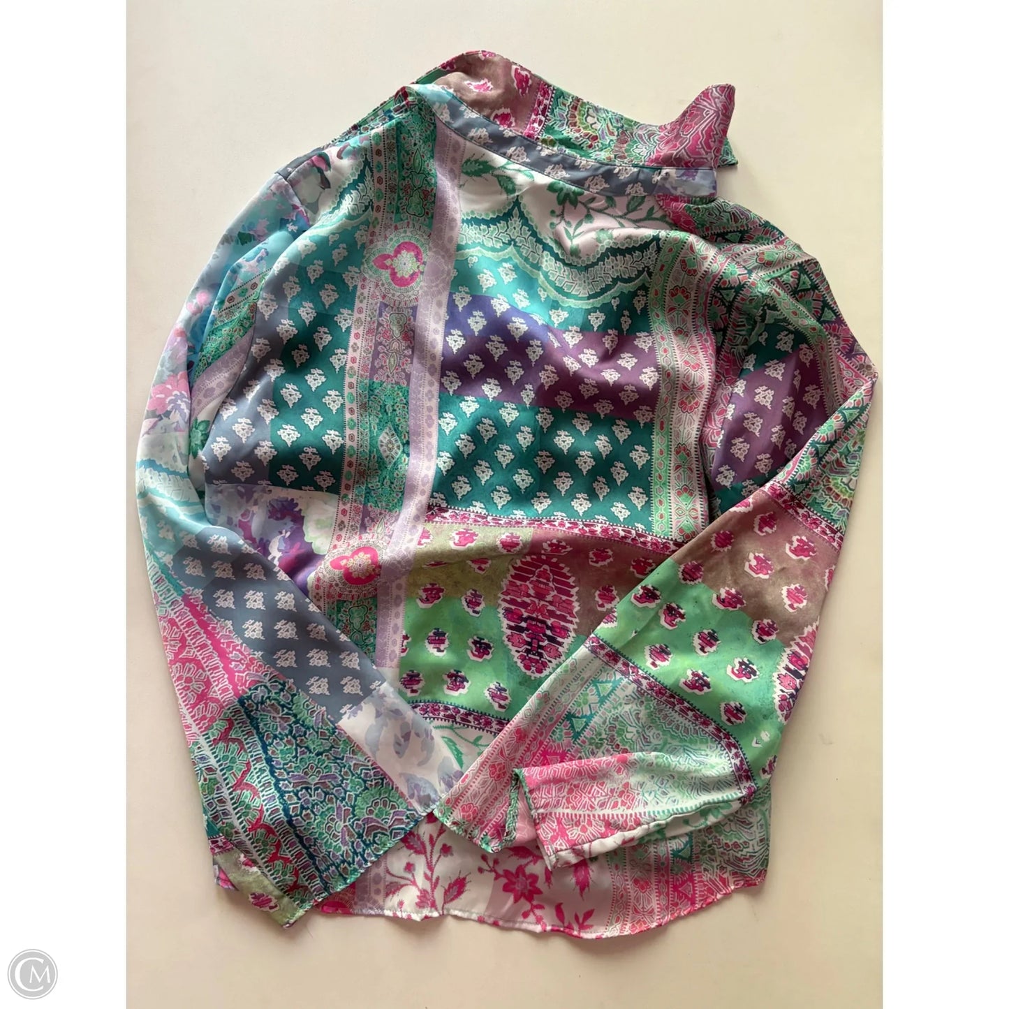 Blouse Long Sleeve By Zara In Multi-colored, Size: L