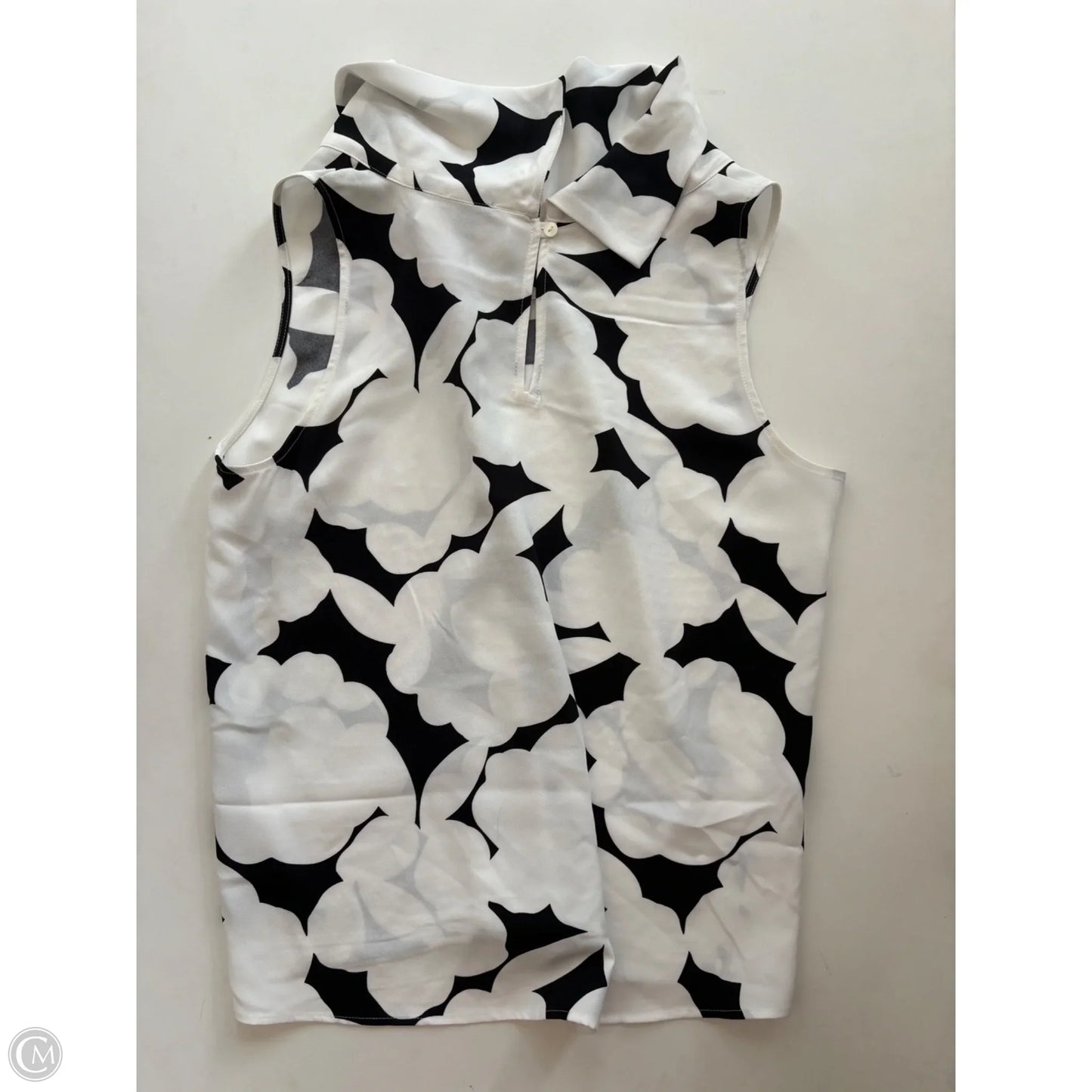 Blouse Sleeveless By Ann Taylor In Black & White, Size: M