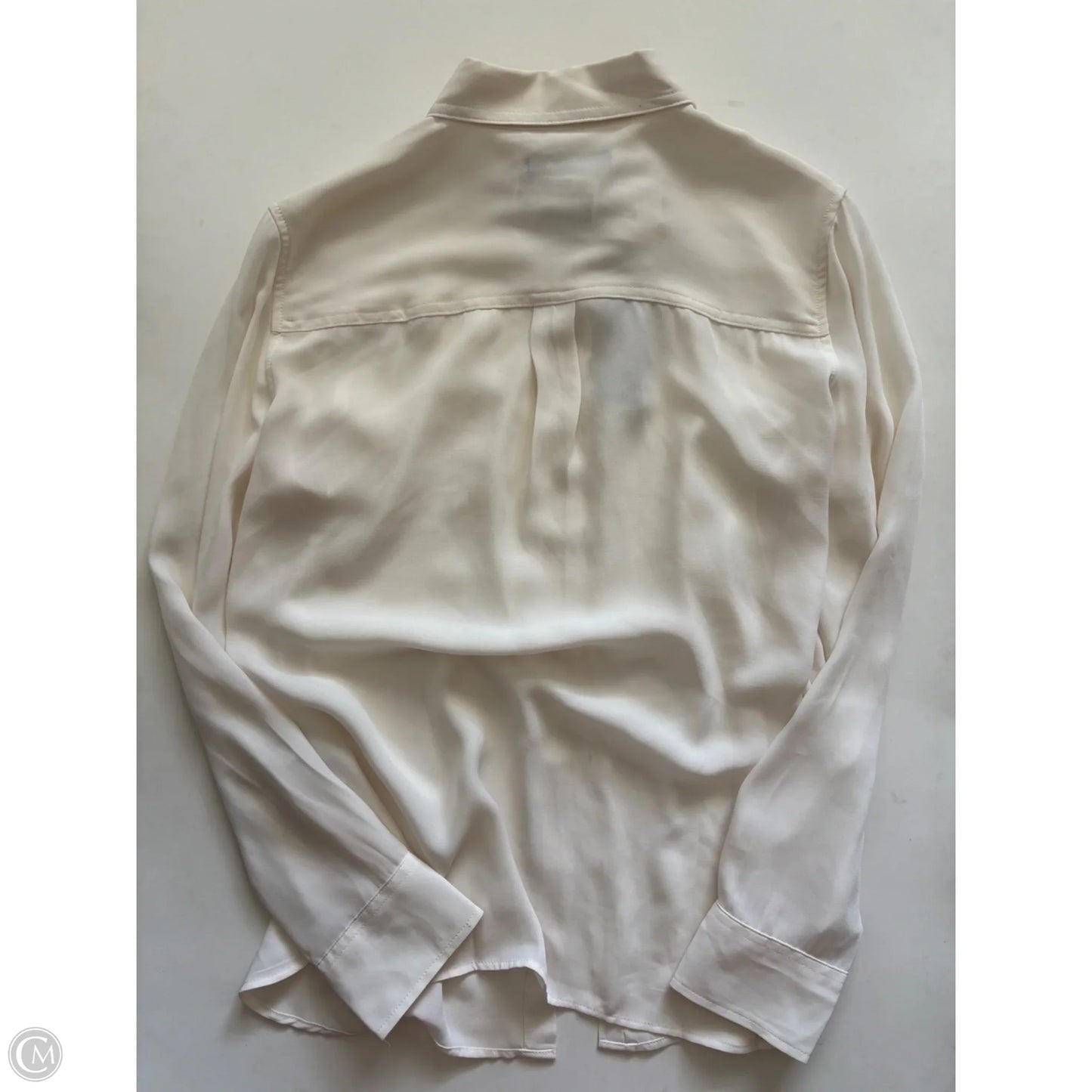 Blouse Long Sleeve By Banana Republic In Cream, Size: M