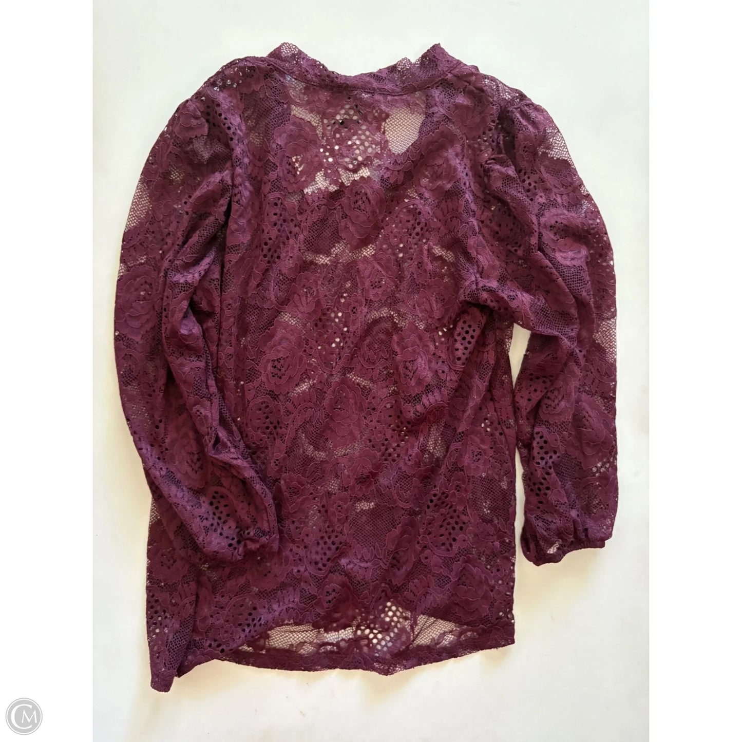 Top Long Sleeve By Cable And Gauge In Maroon, Size: M