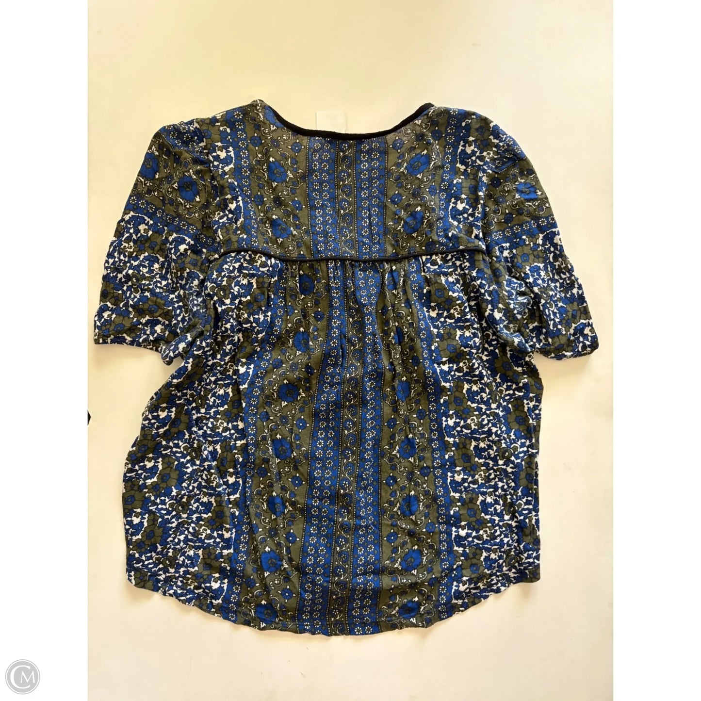 Top Short Sleeve By Lucky Brand In Blue & Grey, Size: L