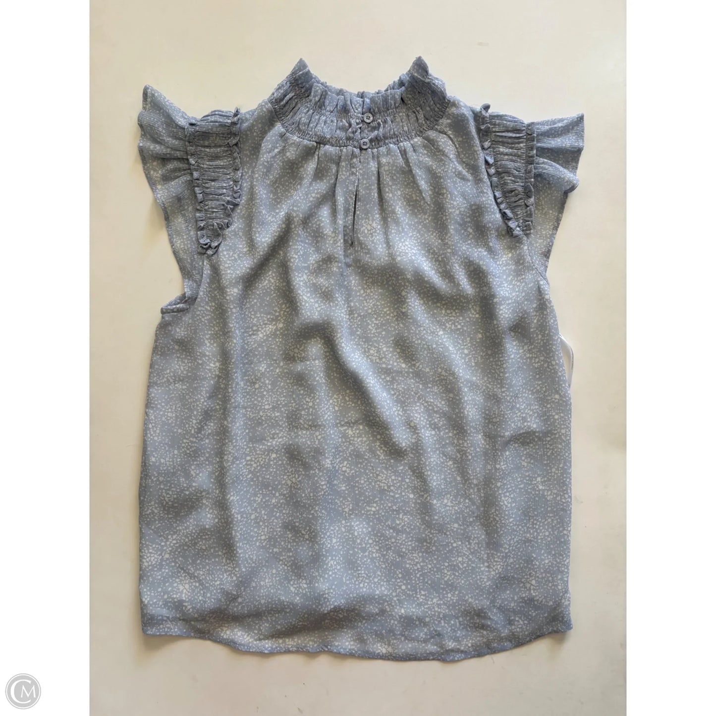 Blouse Short Sleeve By Calvin Klein In Blue, Size: M