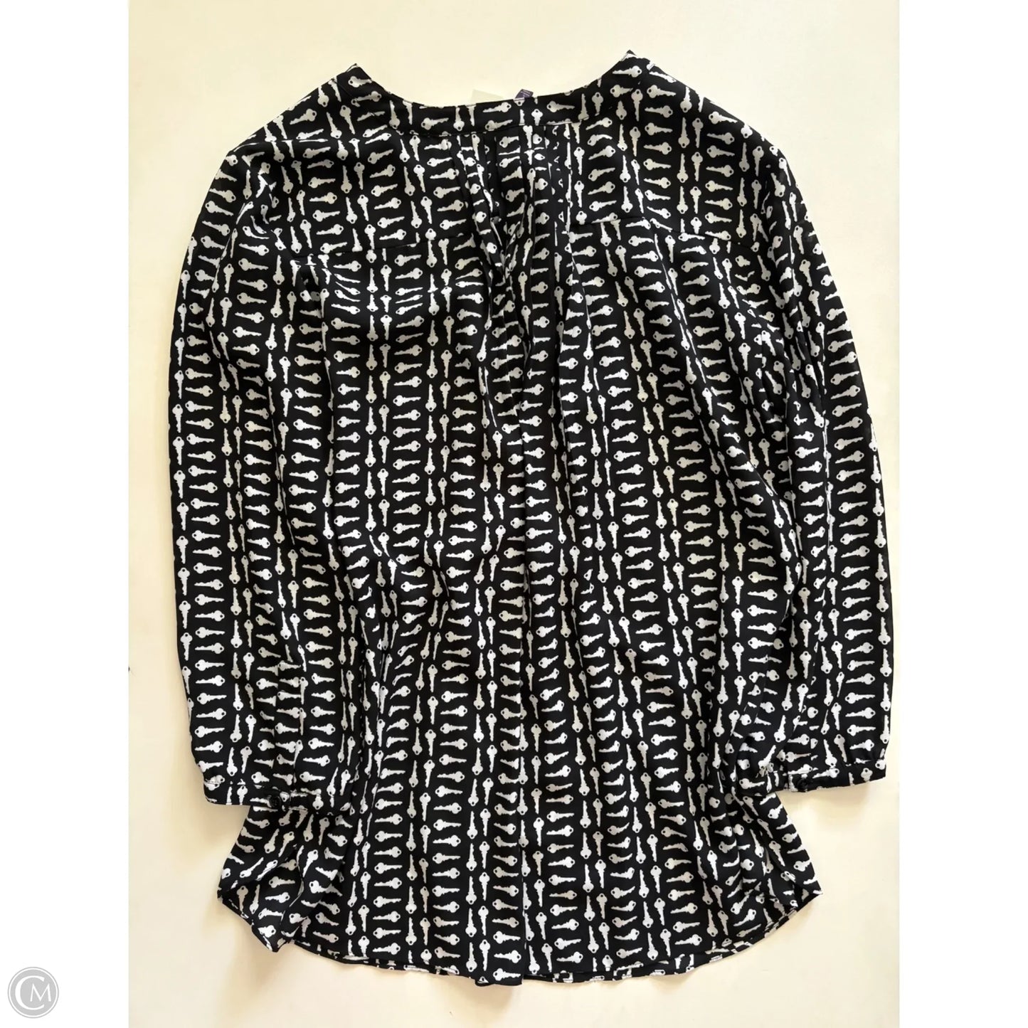Blouse Long Sleeve By Not Your Daughters Jeans In Black & White, Size: L