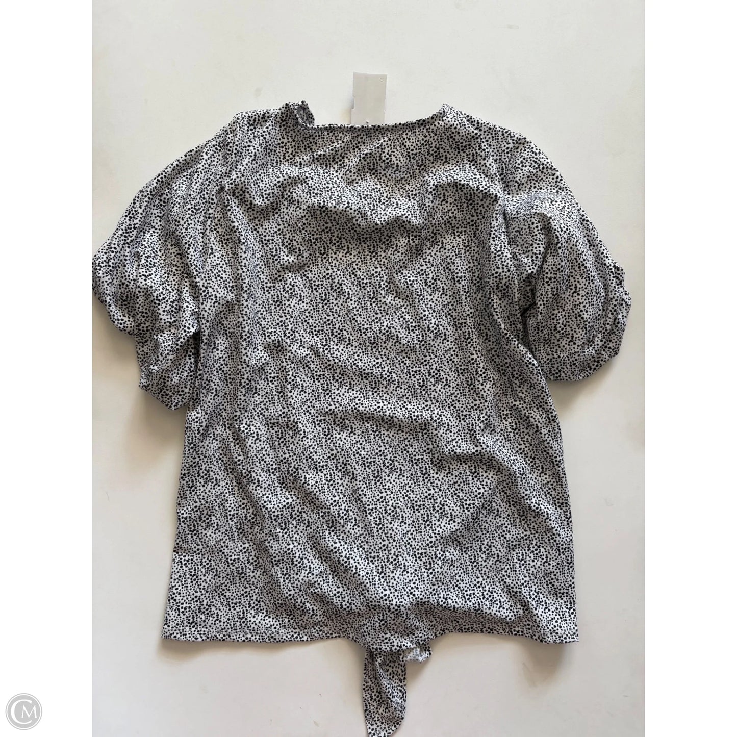Blouse Short Sleeve By Adrianna Papell In Black & White, Size: S