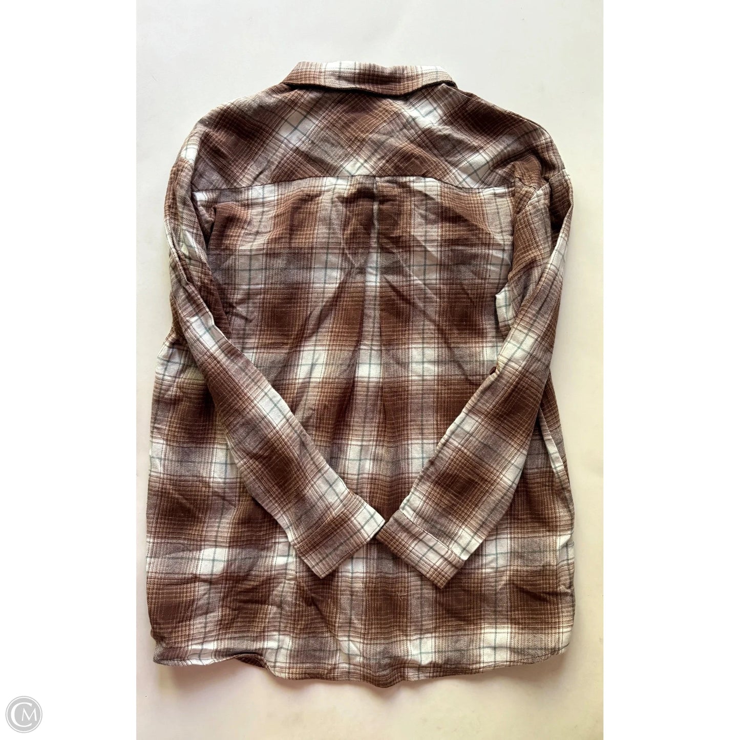 Blouse Long Sleeve By vine and love In Plaid Pattern, Size: S