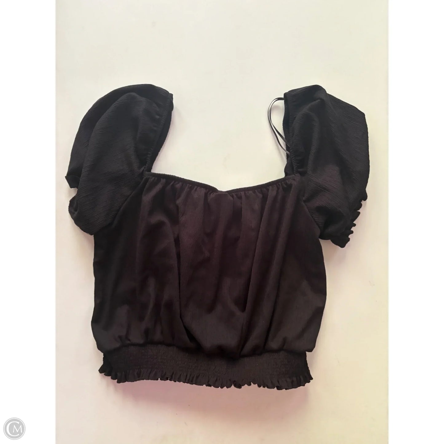 Blouse Short Sleeve By H&m In Black, Size: L