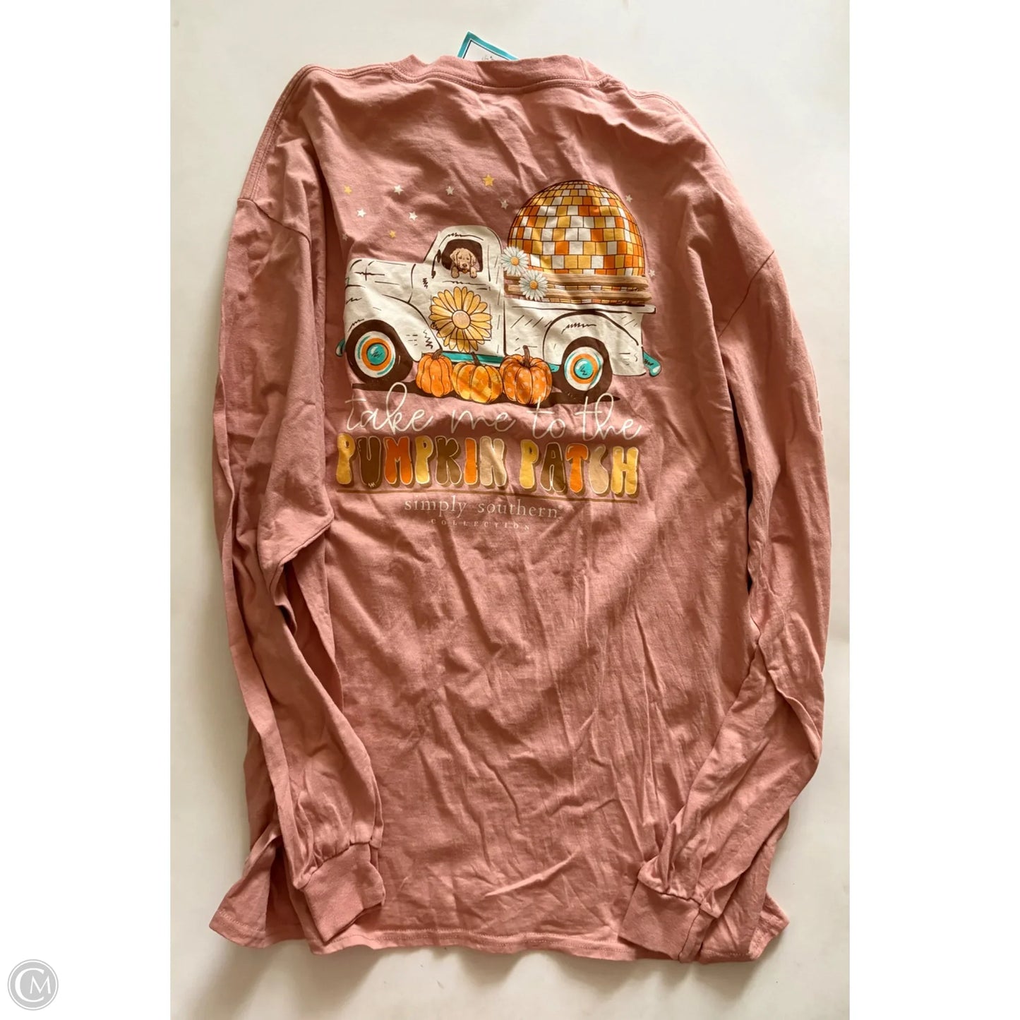 Top Long Sleeve By Simply Southern In Peach, Size: Xl